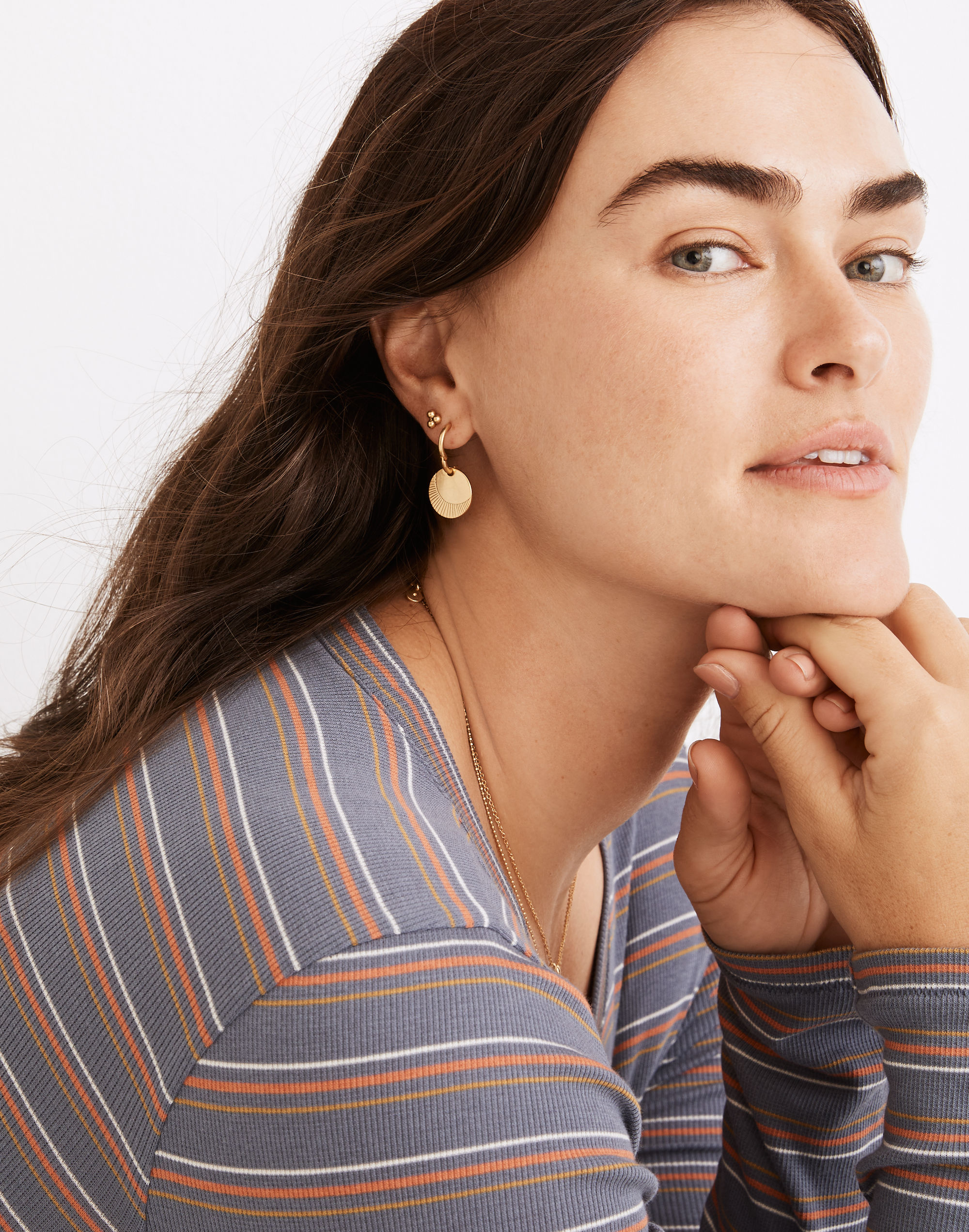 Etched Coin Huggie Hoop Earrings