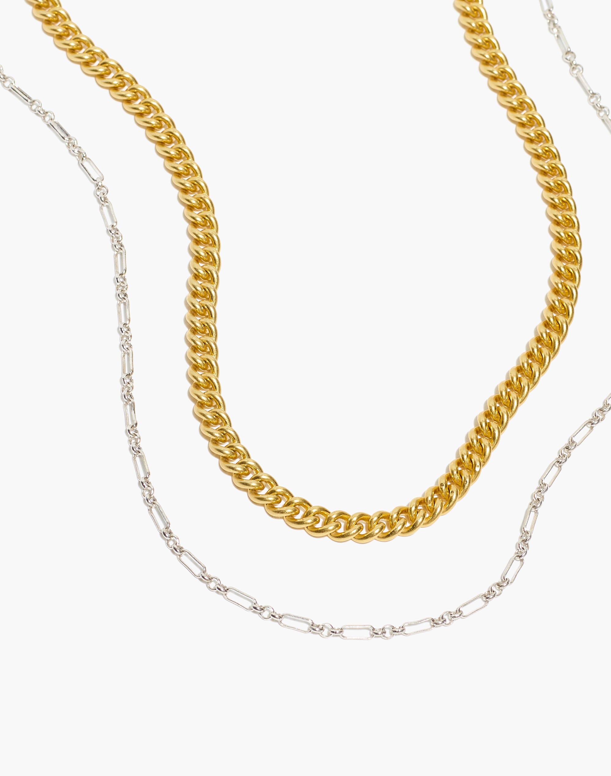 Mixed Metal Chain Necklace Set