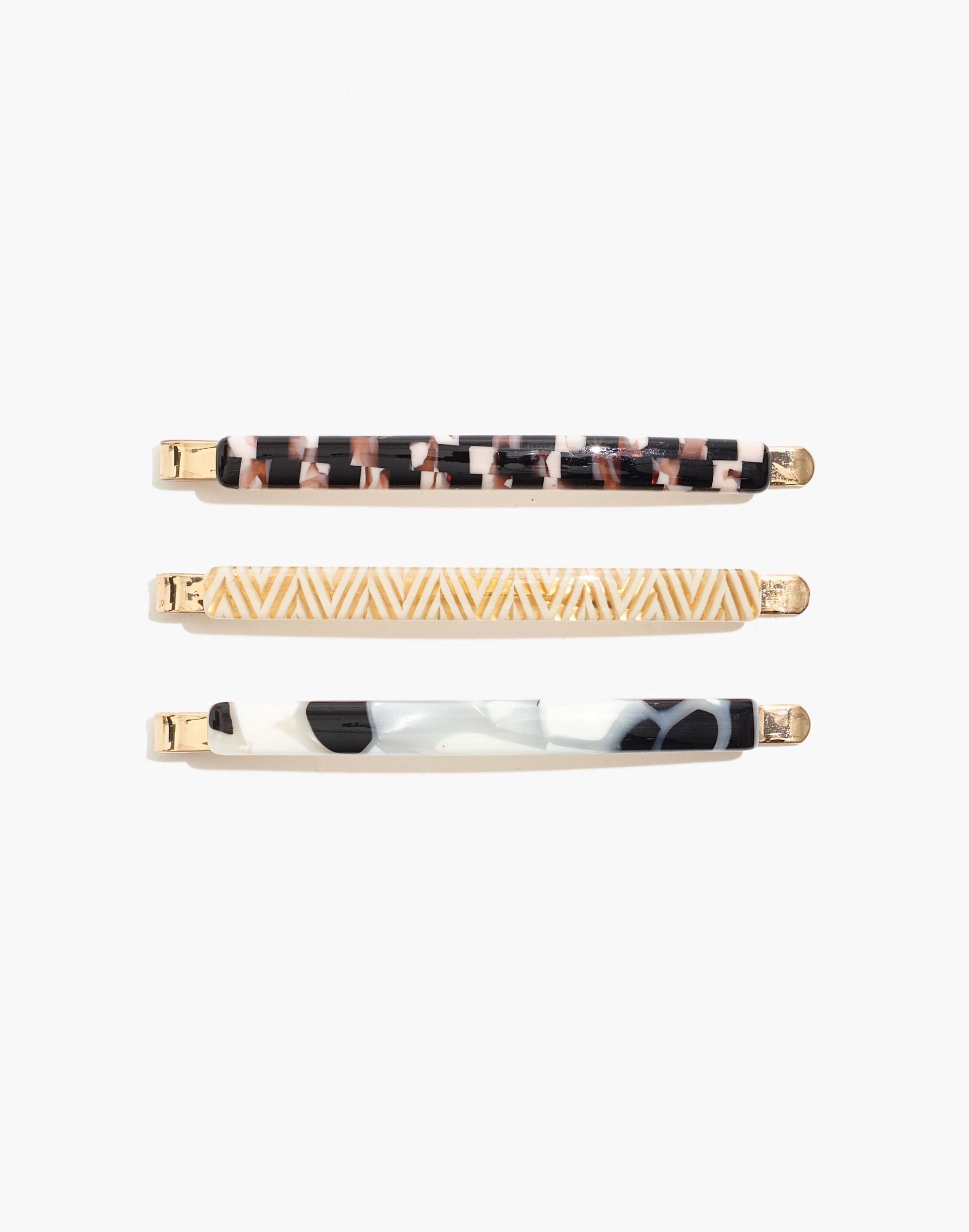 three-pack geo acetate hair pins