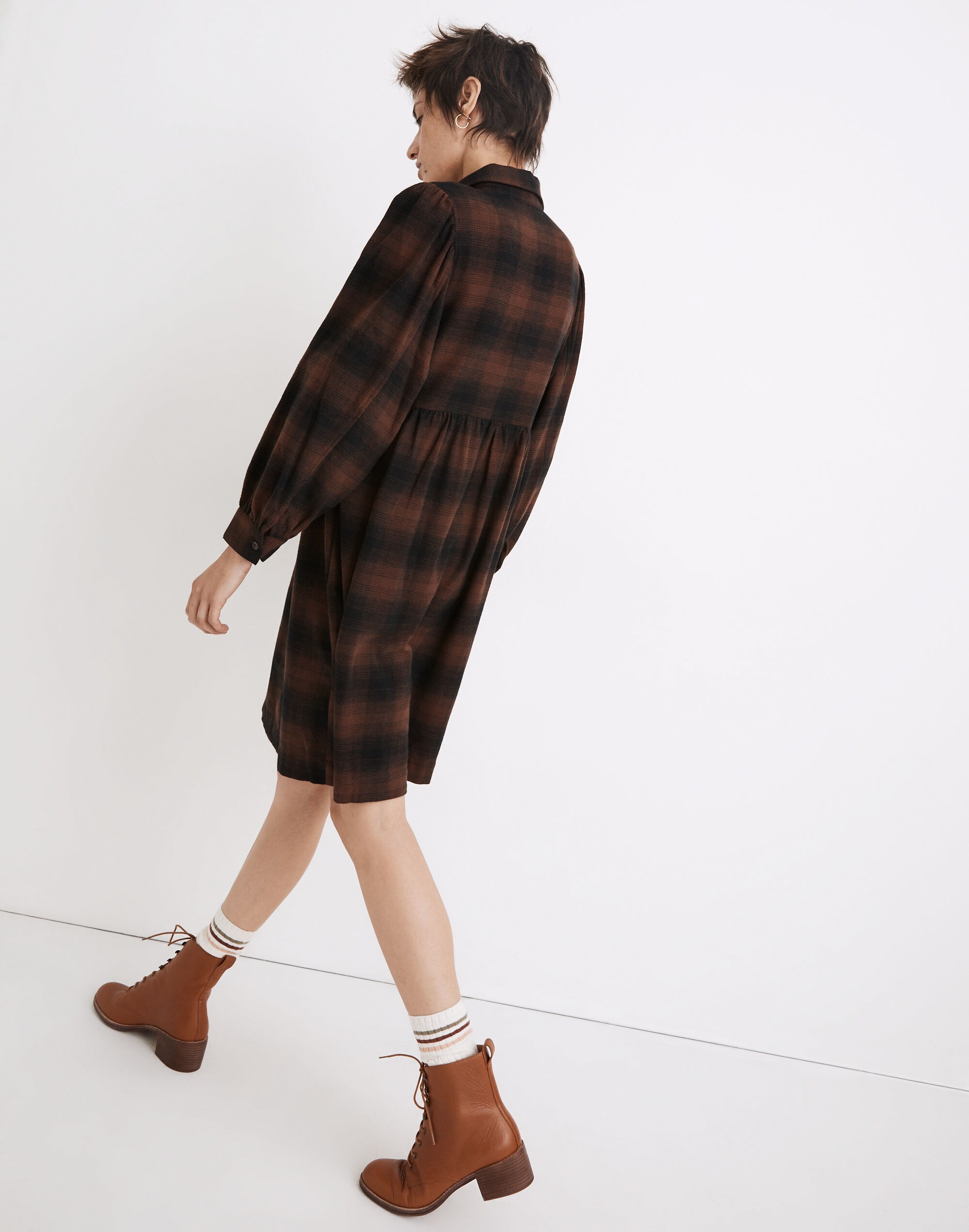 Plaid Flannel Babydoll Shirtdress