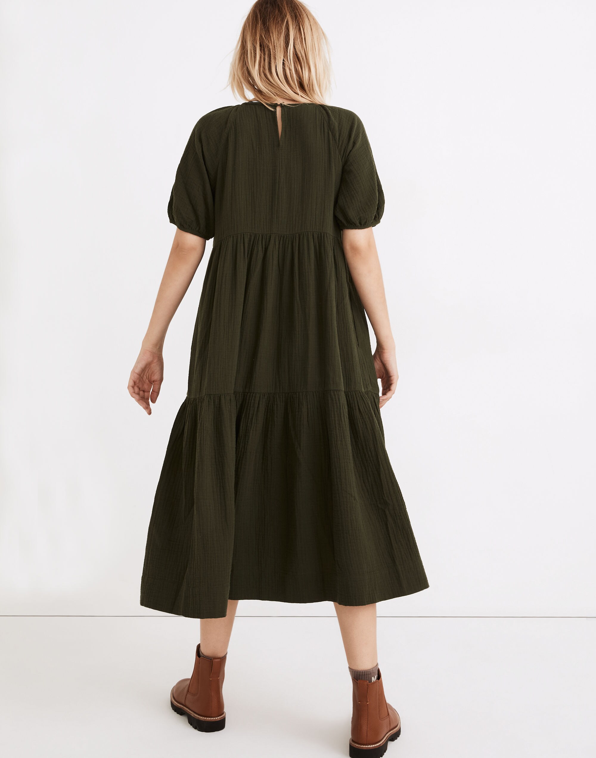 Lightspun Short-Sleeve Cattail Tiered Dress