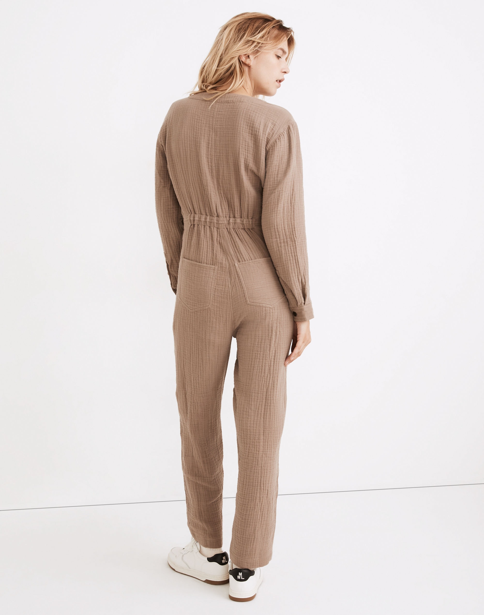 Petite Lightspun Stitched-Pocket Coverall Jumpsuit