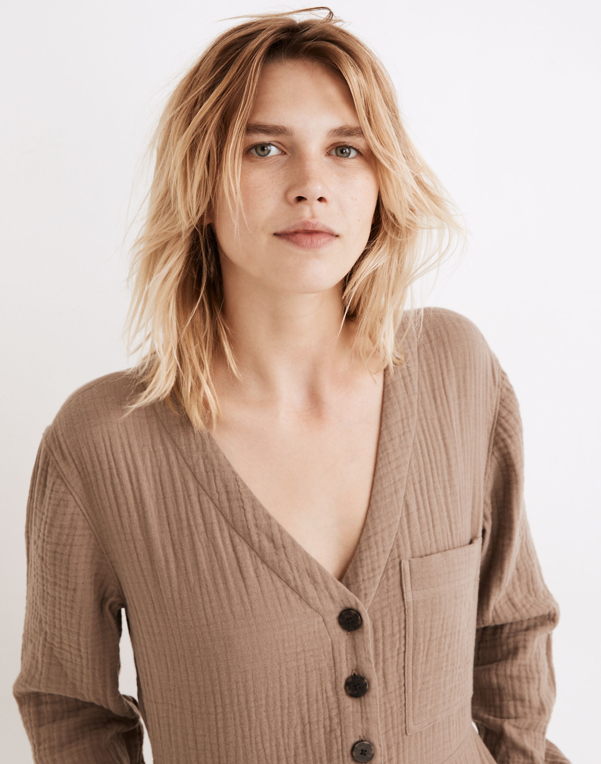 Petite Lightspun Stitched-Pocket Coverall Jumpsuit