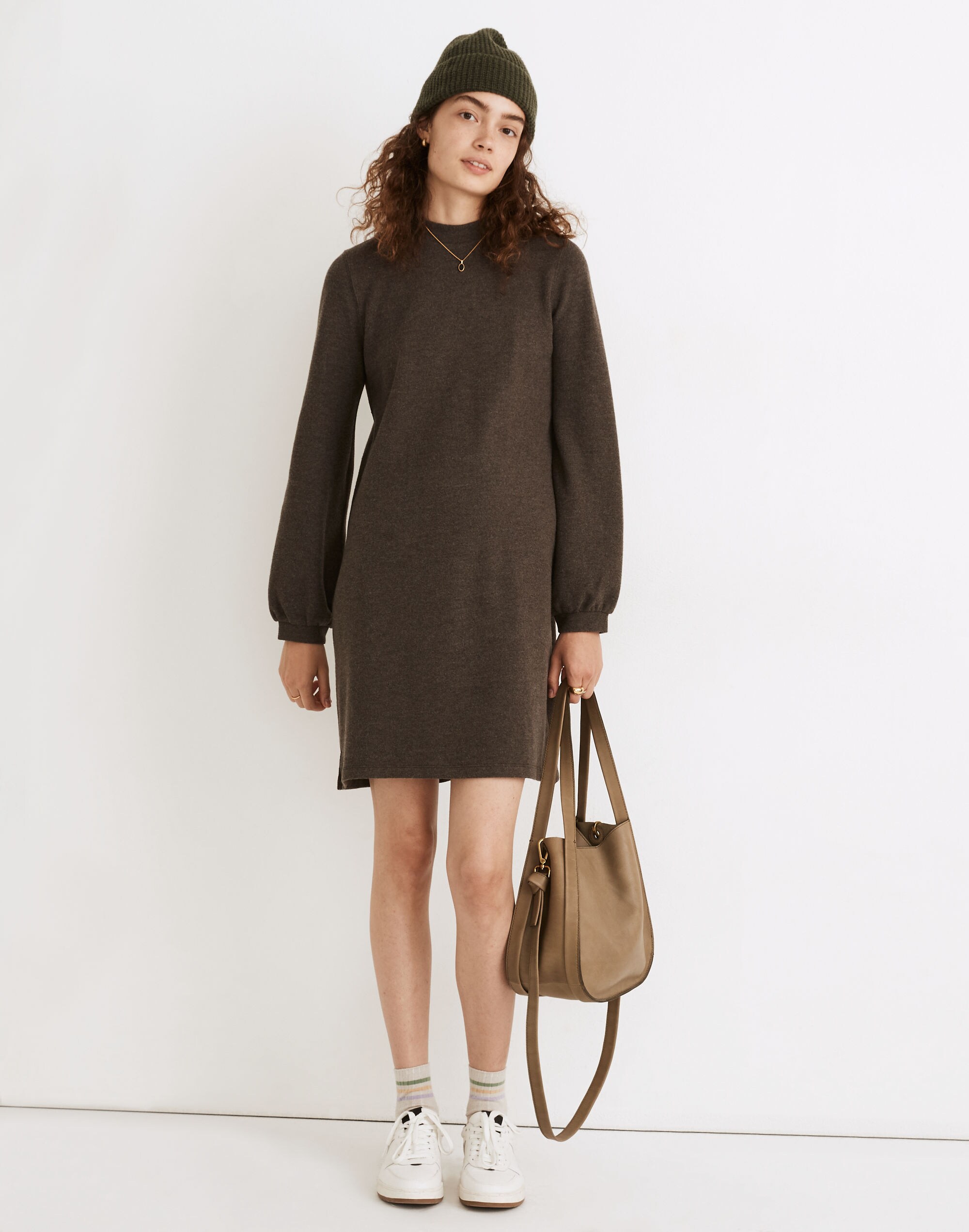 Brushed Rib Mockneck Mini Dress