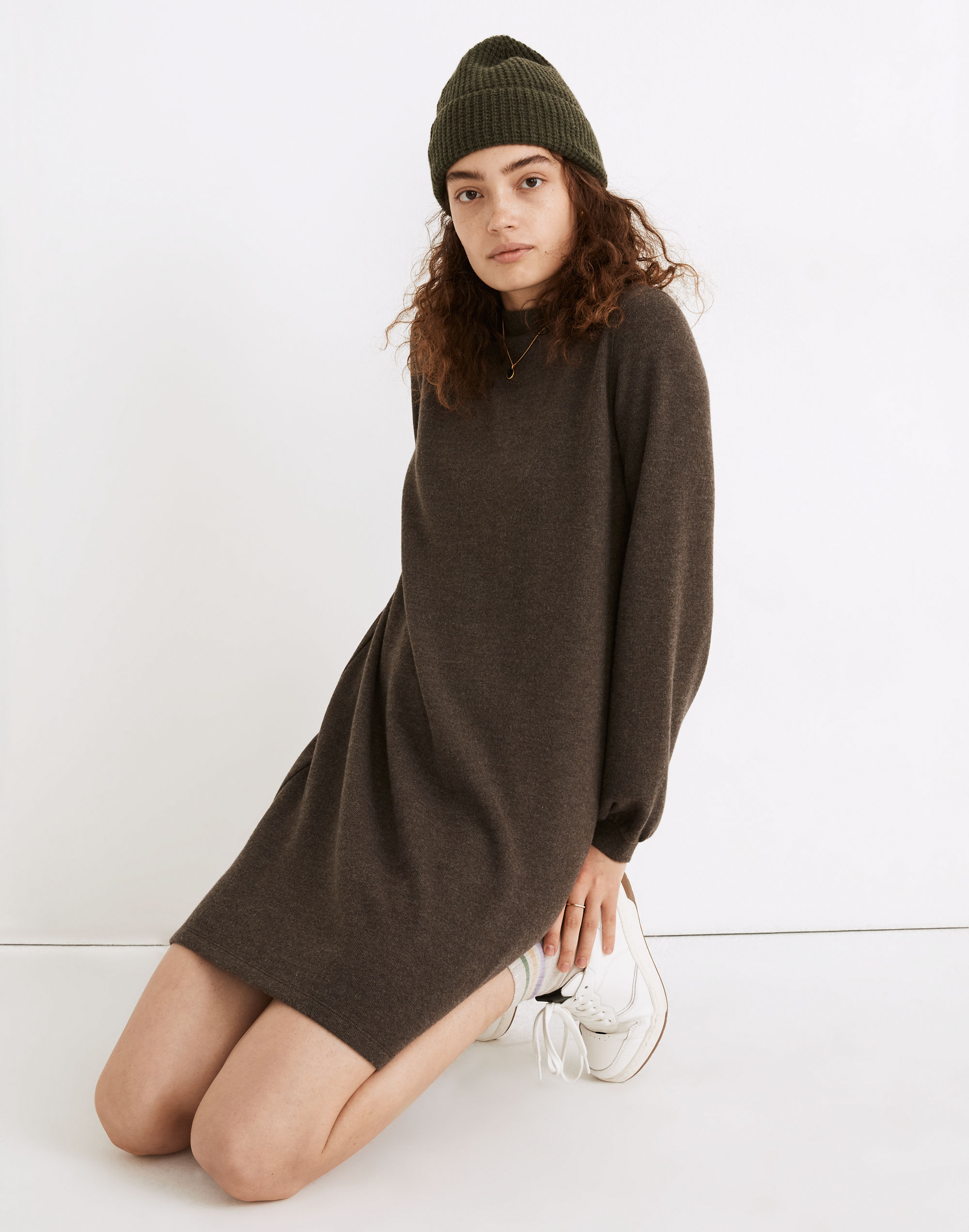 Brushed Rib Mockneck Mini Dress