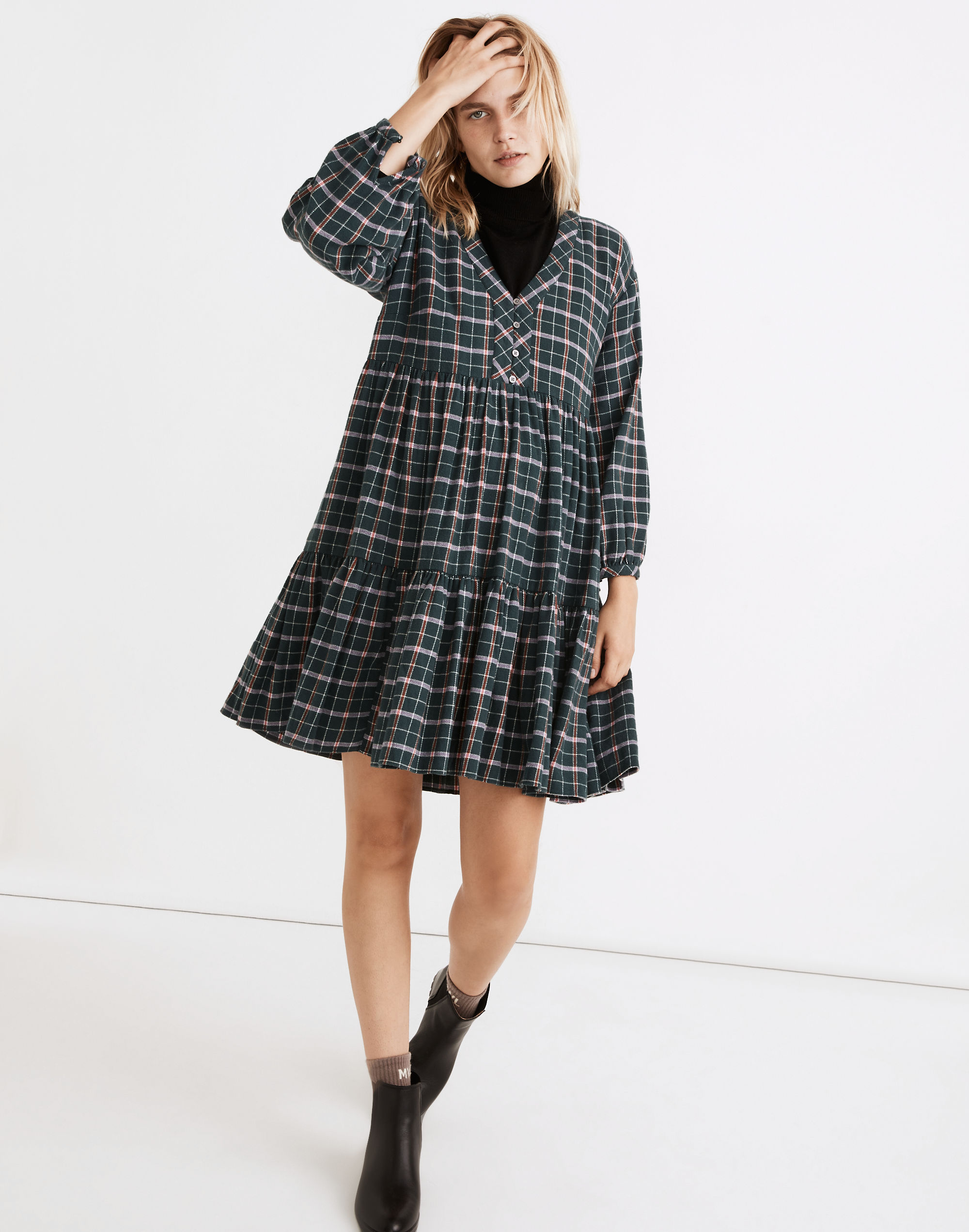 Flannel Colette Mini Dress in Plaid