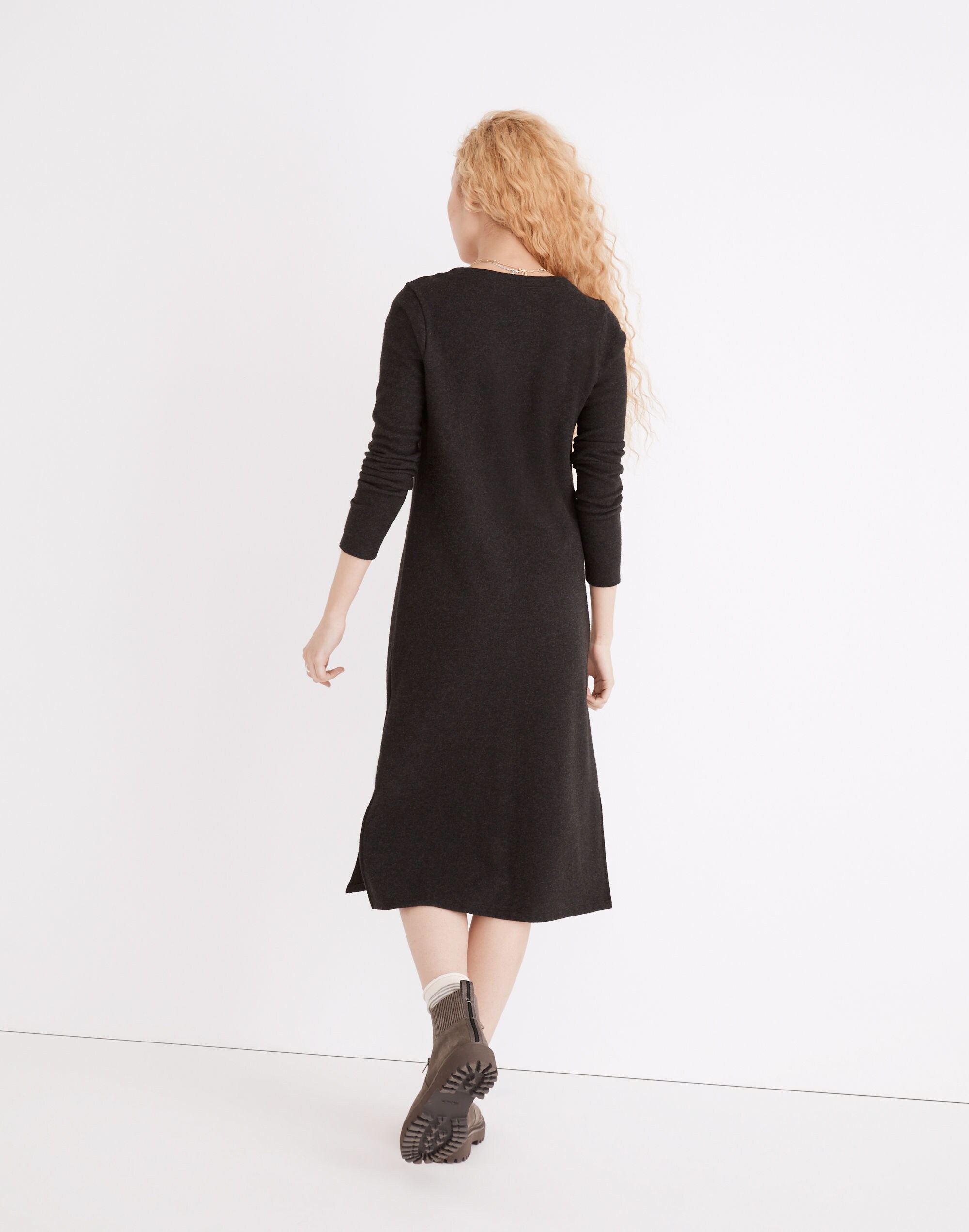 Long-Sleeve Henley Midi Dress