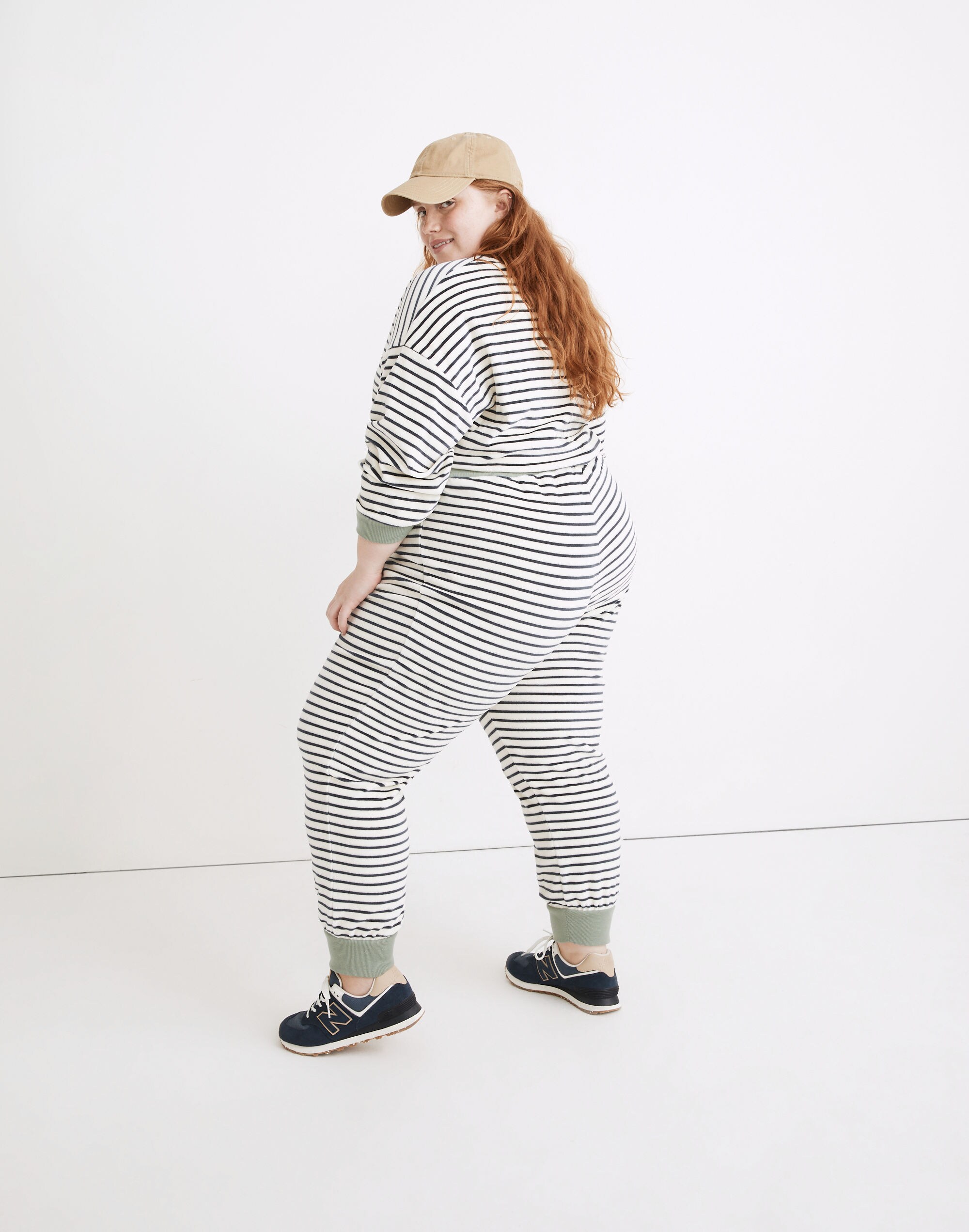 Plus MWL Velour Slim Joggers in Stripe