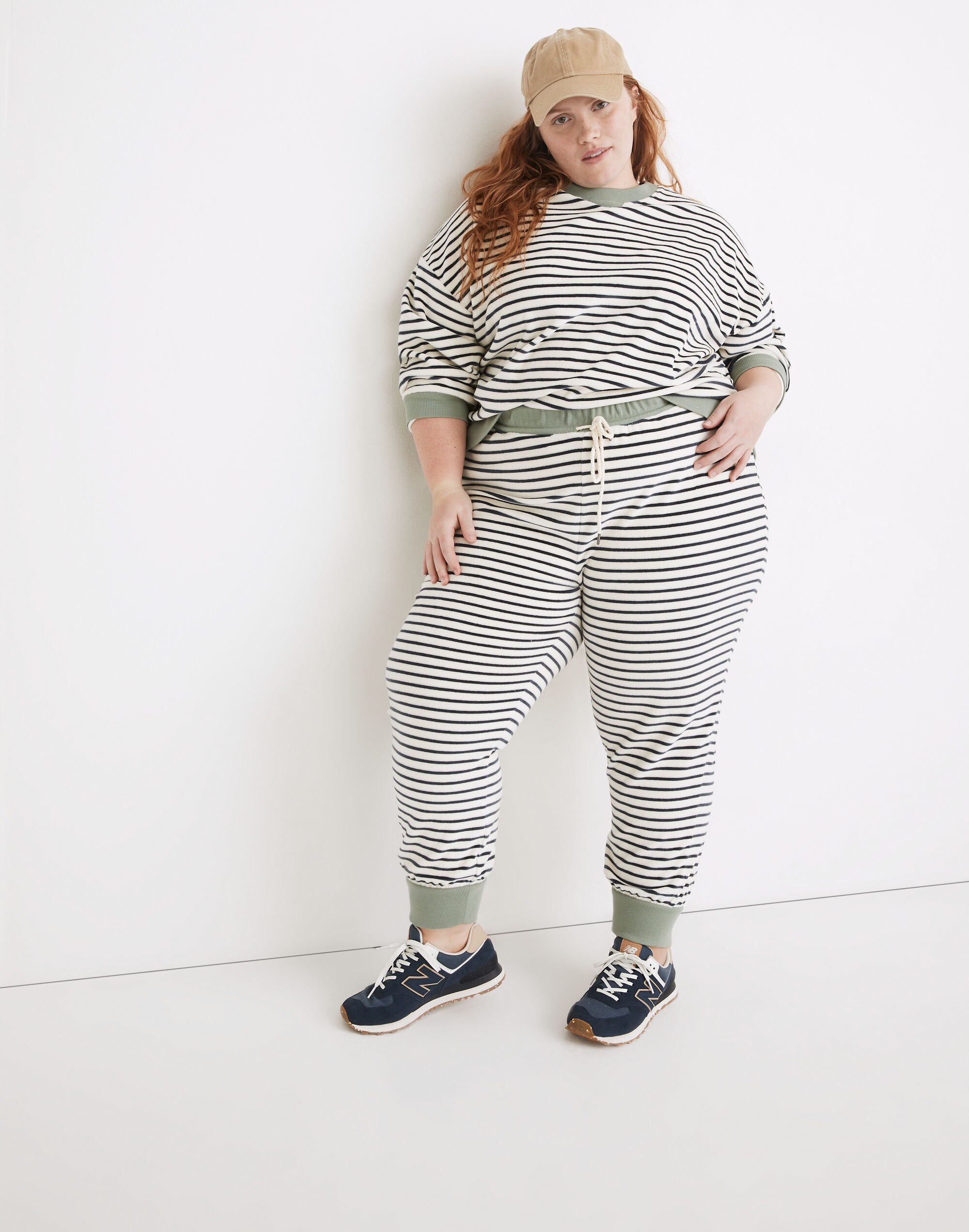 Plus MWL Velour Slim Joggers in Stripe