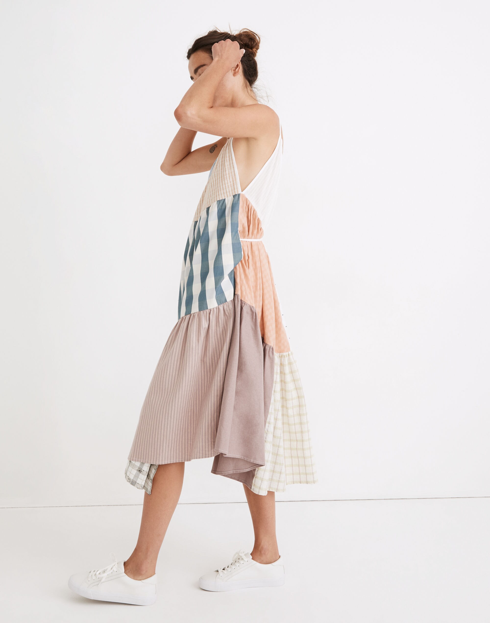 Madewell x La R&eacute;union Upcycled Patchwork Wrap Midi Dress
