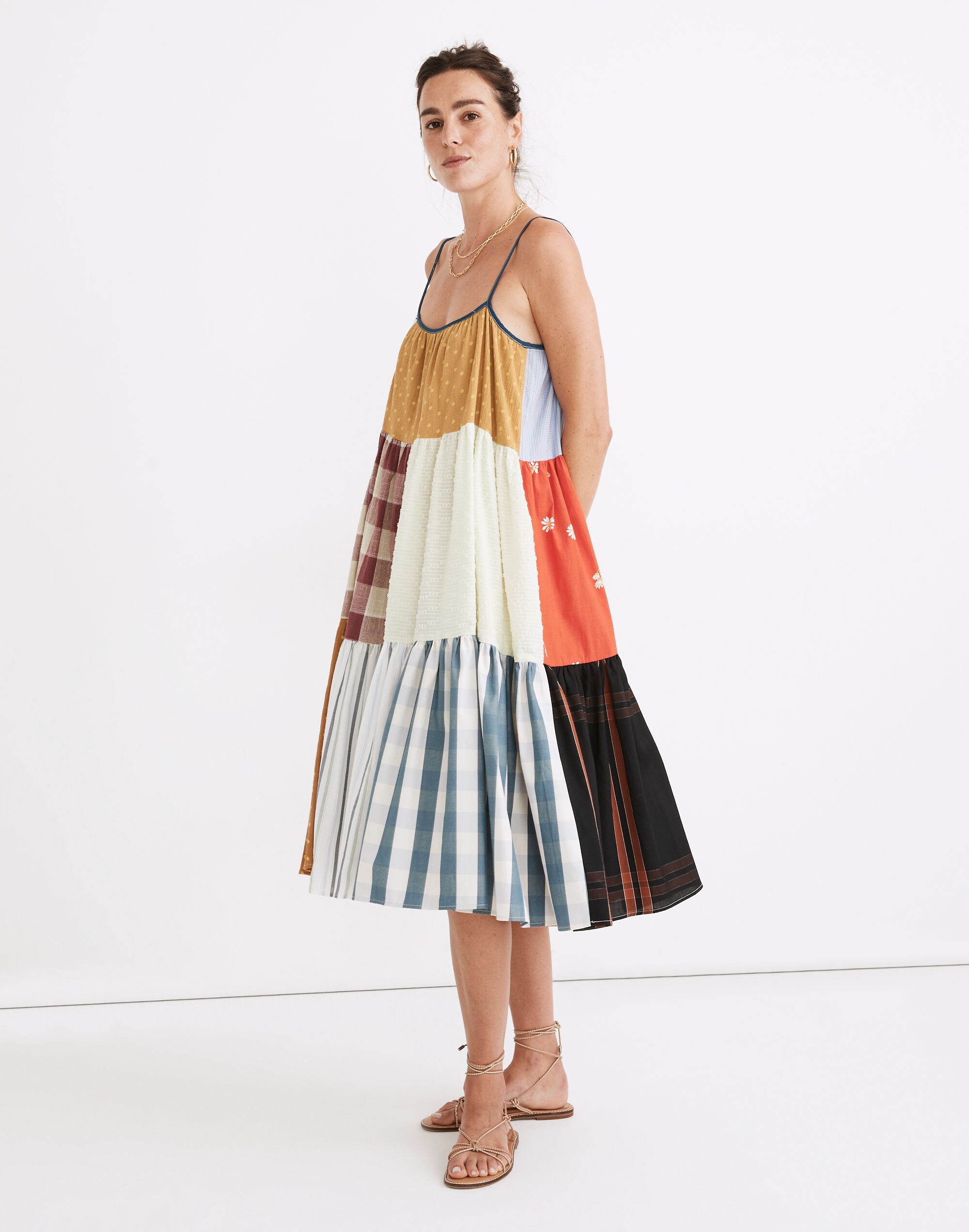 Madewell x La R&eacute;union Upcycled Patchwork Cami Midi Dress
