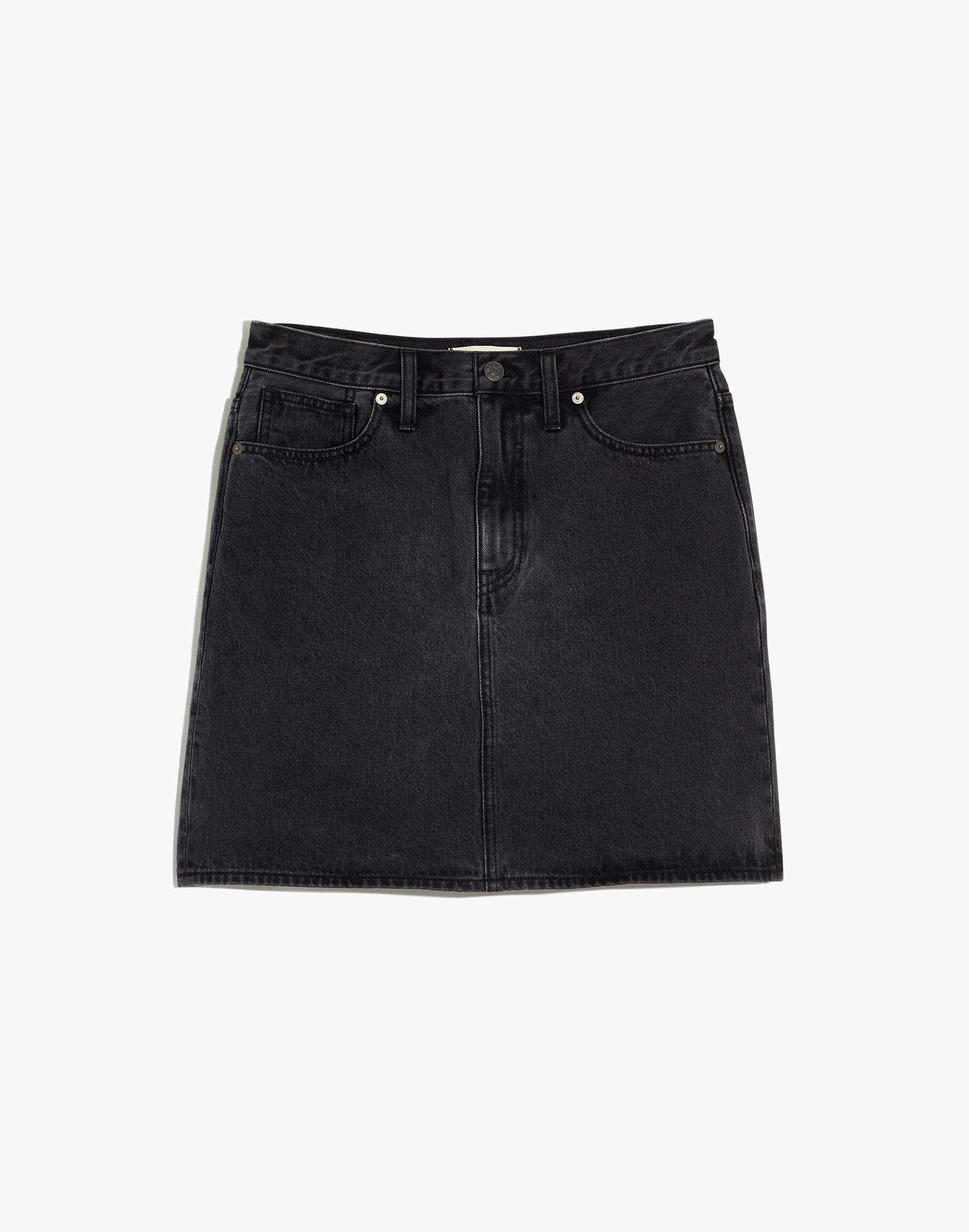 Rigid Denim High-Waist Straight Mini Skirt in Berridge Wash