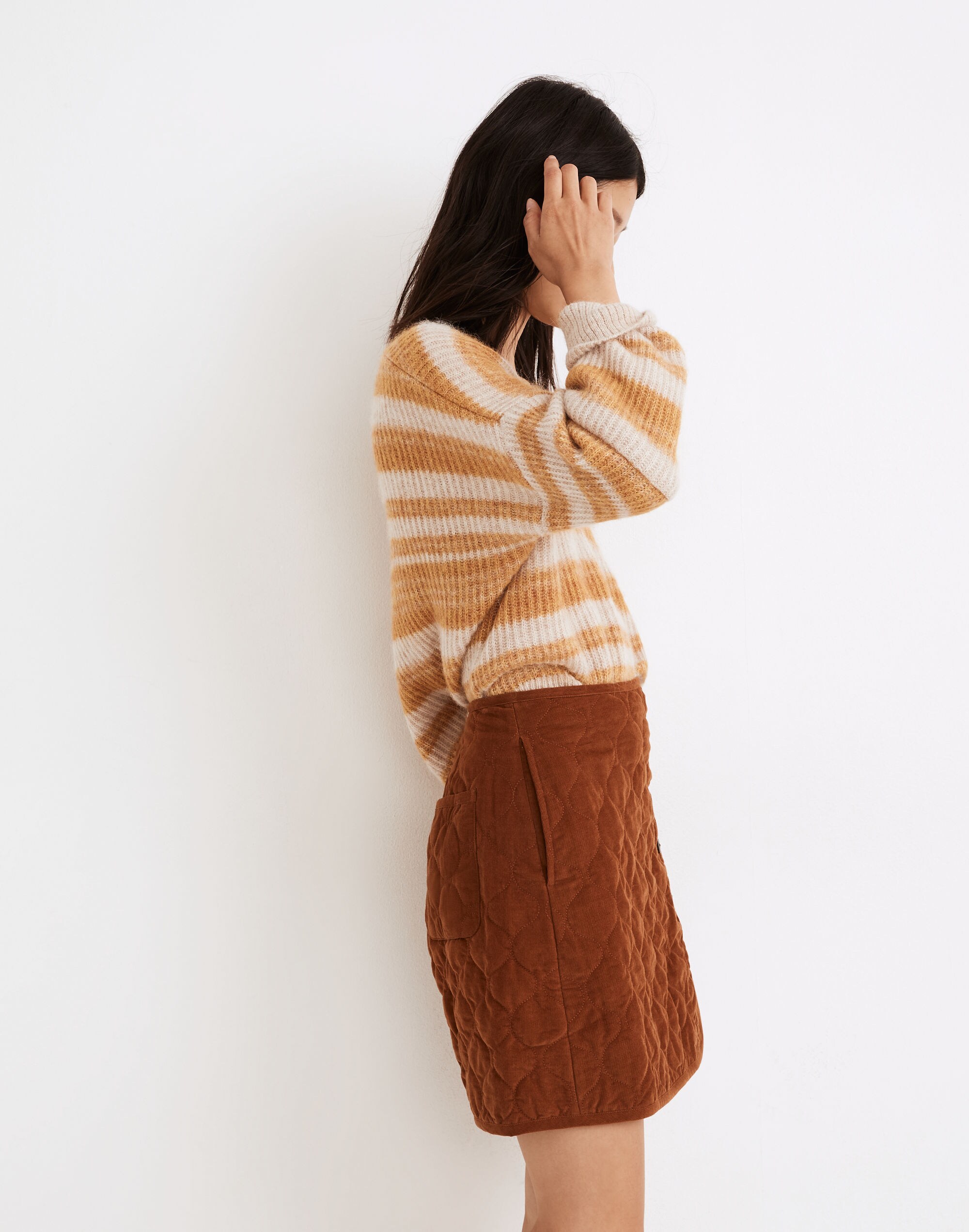 Corduroy Quilted Mini Skirt