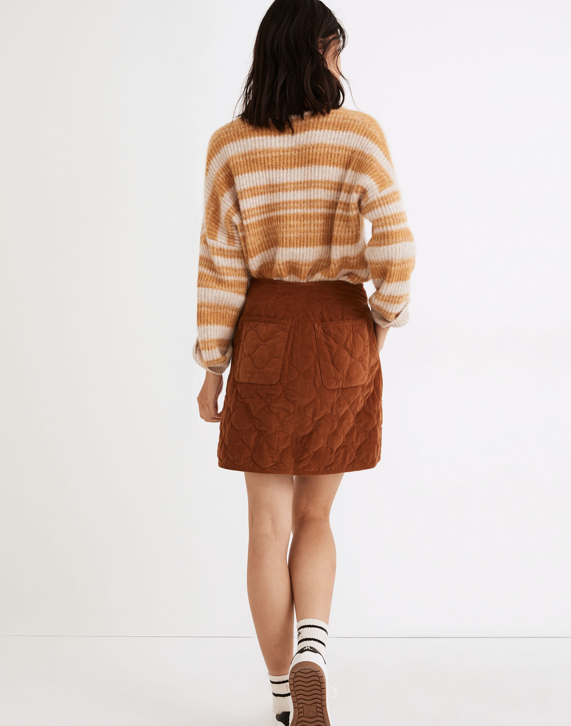 Corduroy Quilted Mini Skirt