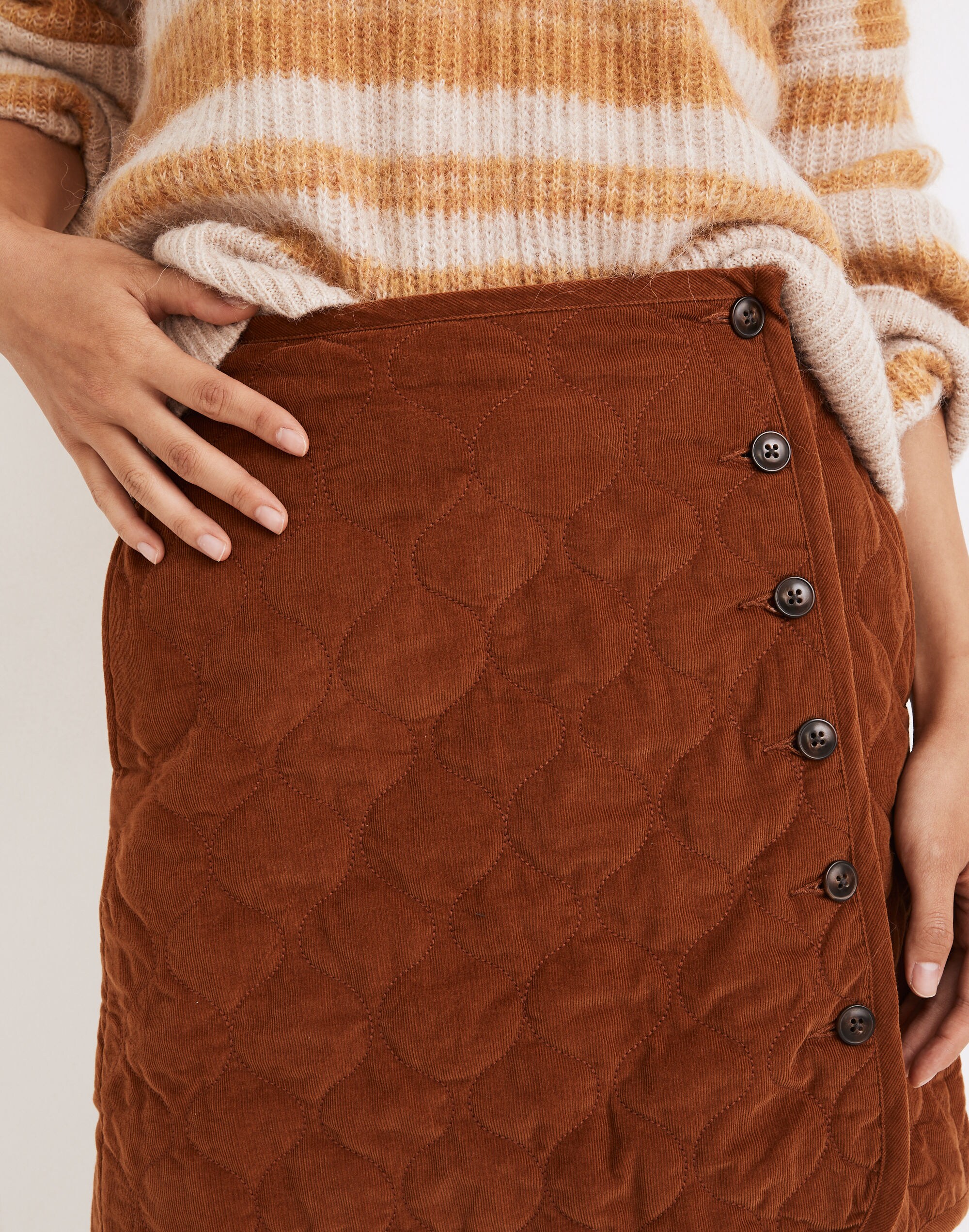 Corduroy Quilted Mini Skirt
