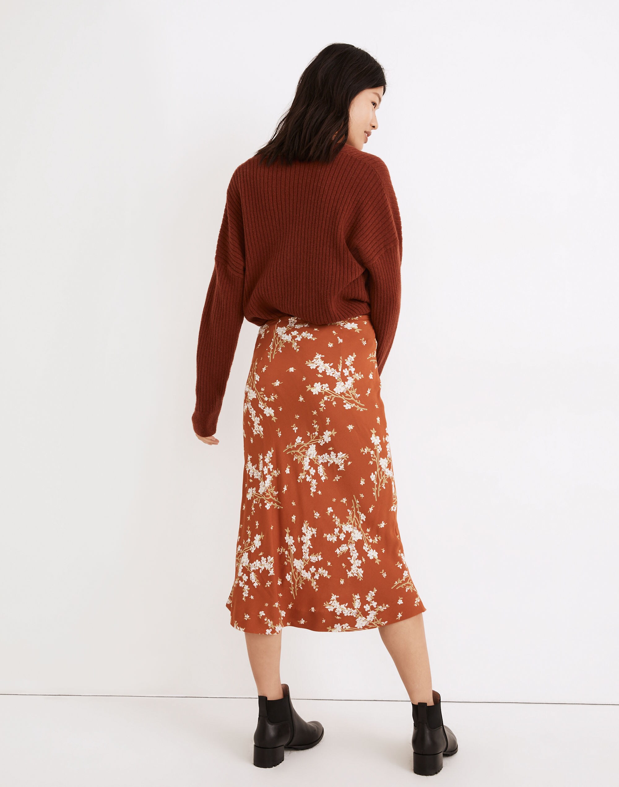 Drawstring Midi Slip Skirt in Farmstand Bouquet