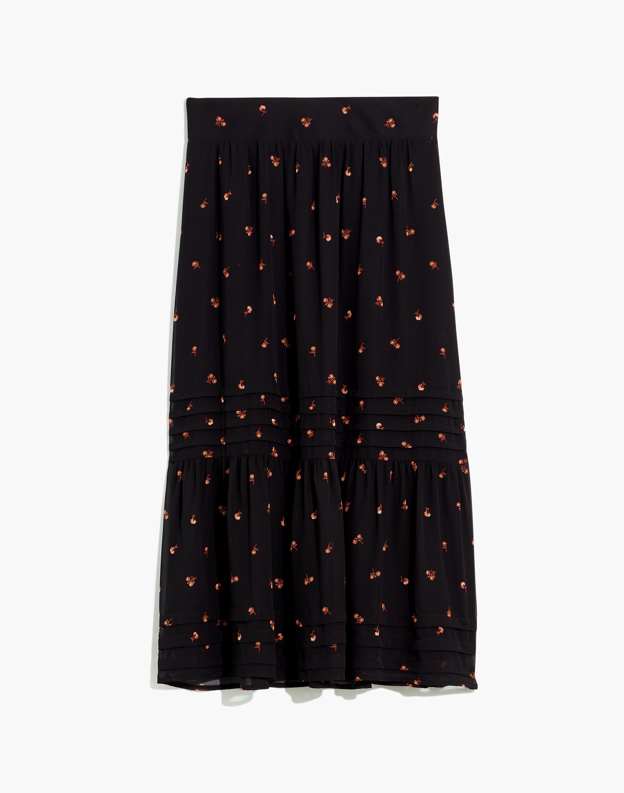 plus (re)sourced georgette pintuck maxi skirt in amie floral