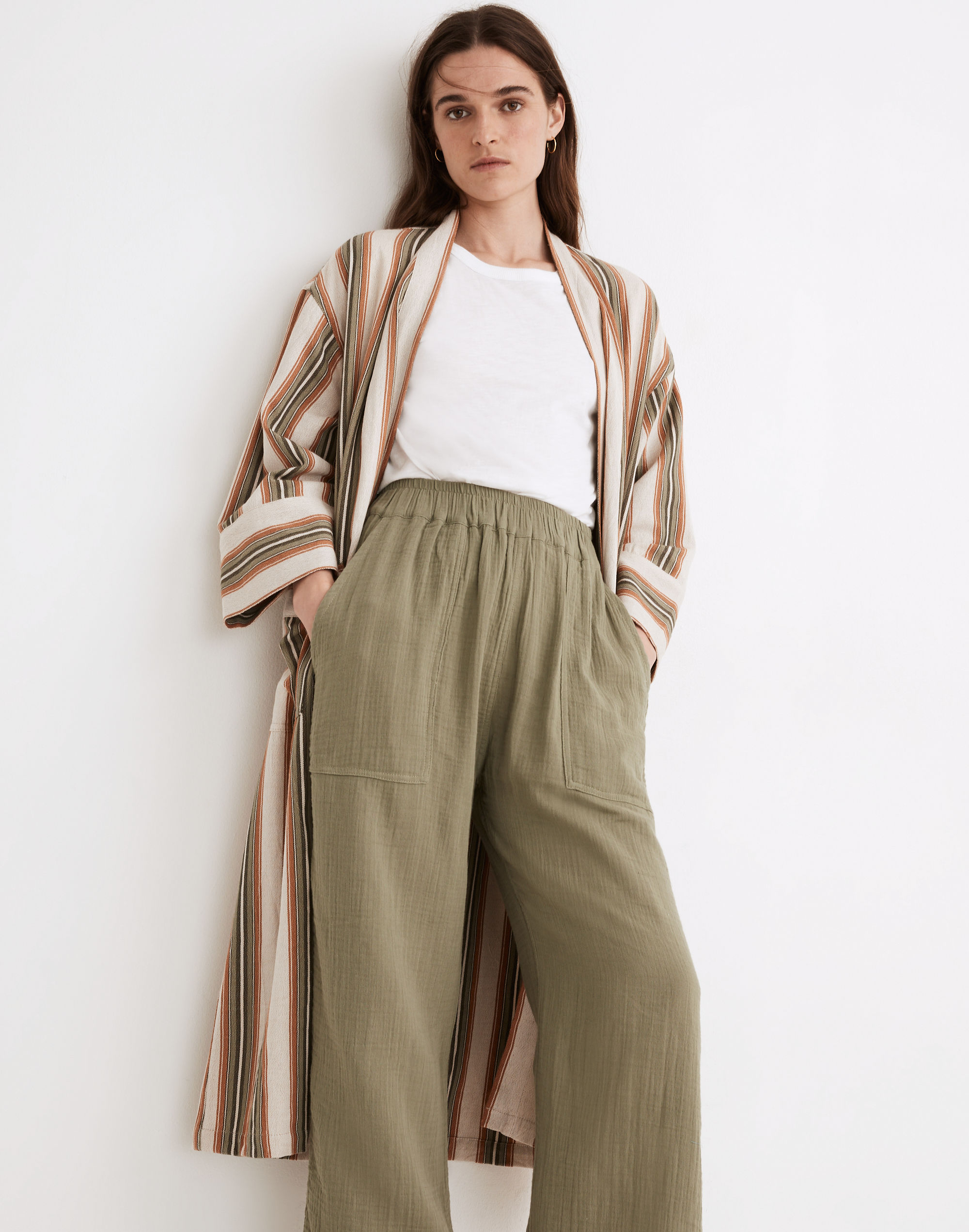 Madewell x Oddbird Striped Linen-Cotton Robe