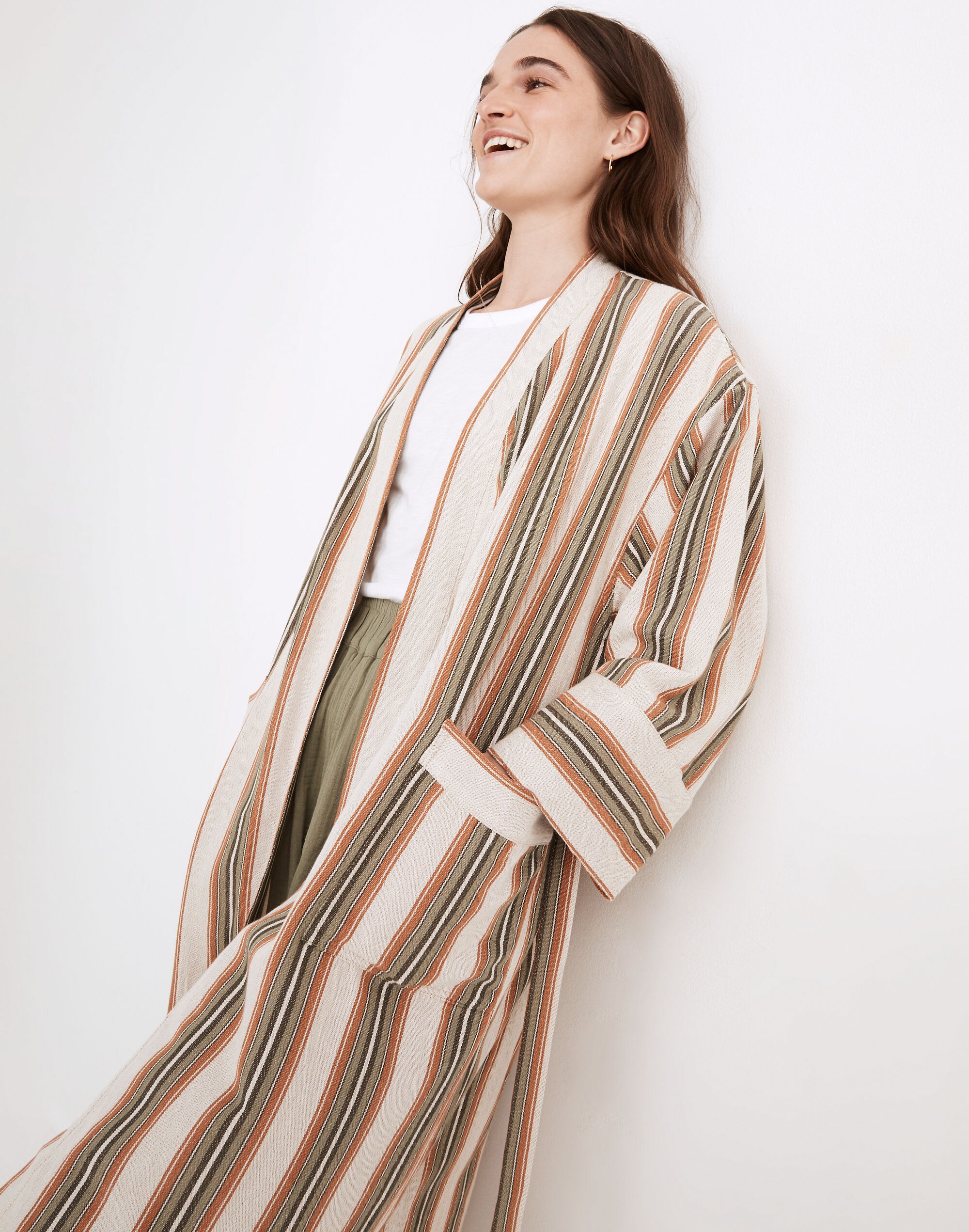 Madewell x Oddbird Striped Linen-Cotton Robe