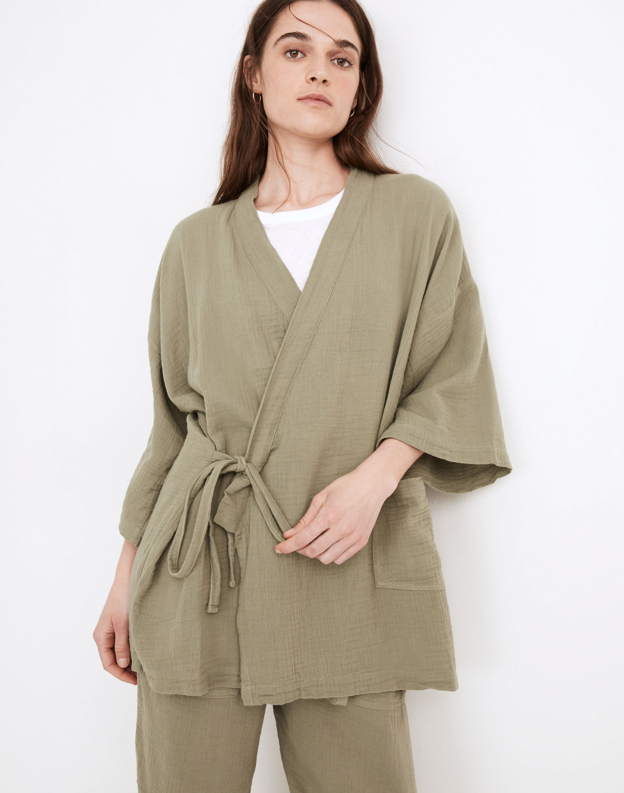 Madewell x Oddbird Gauze Lounge Wrap Top