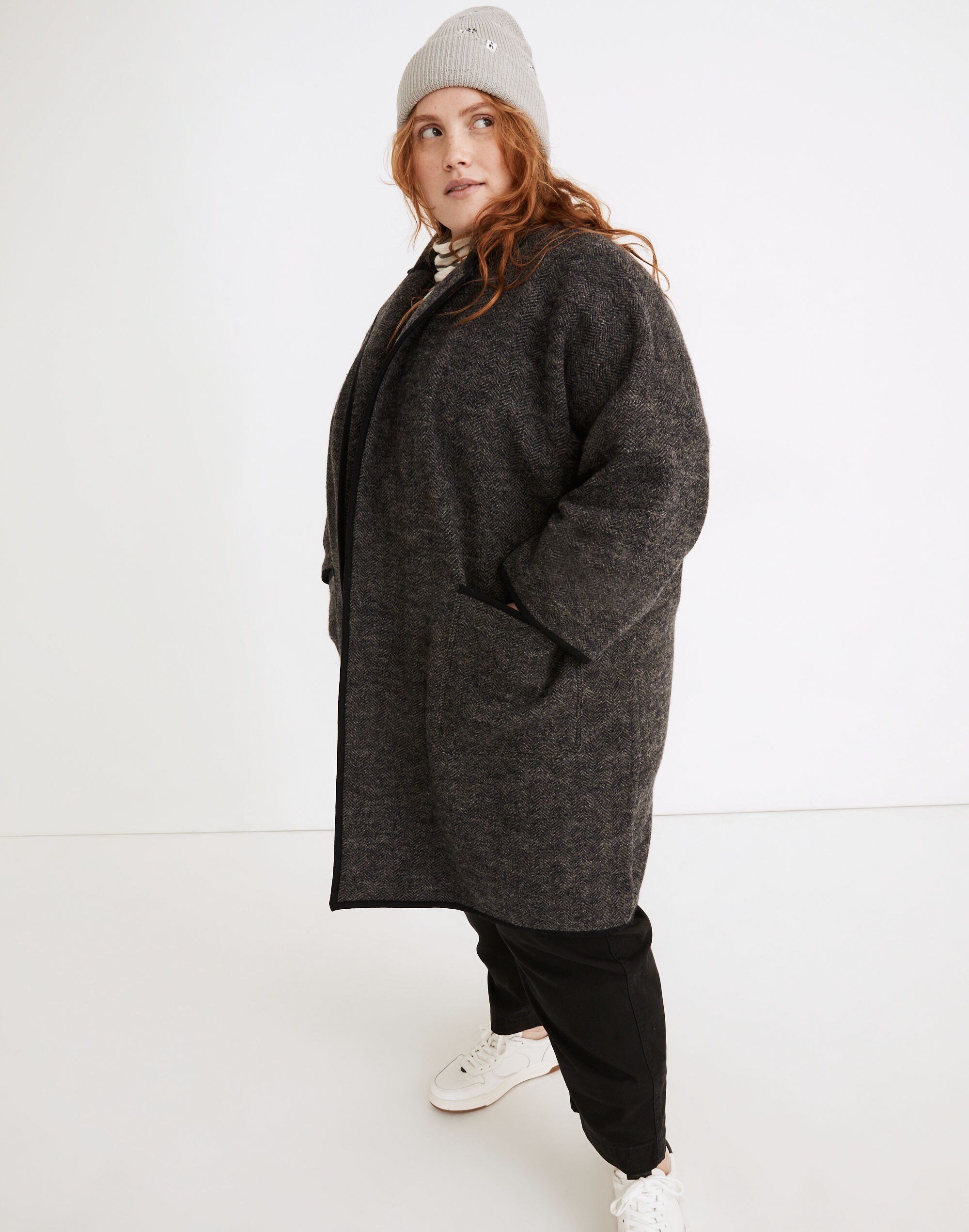 Plus Herringbone Courton Sweater Coat