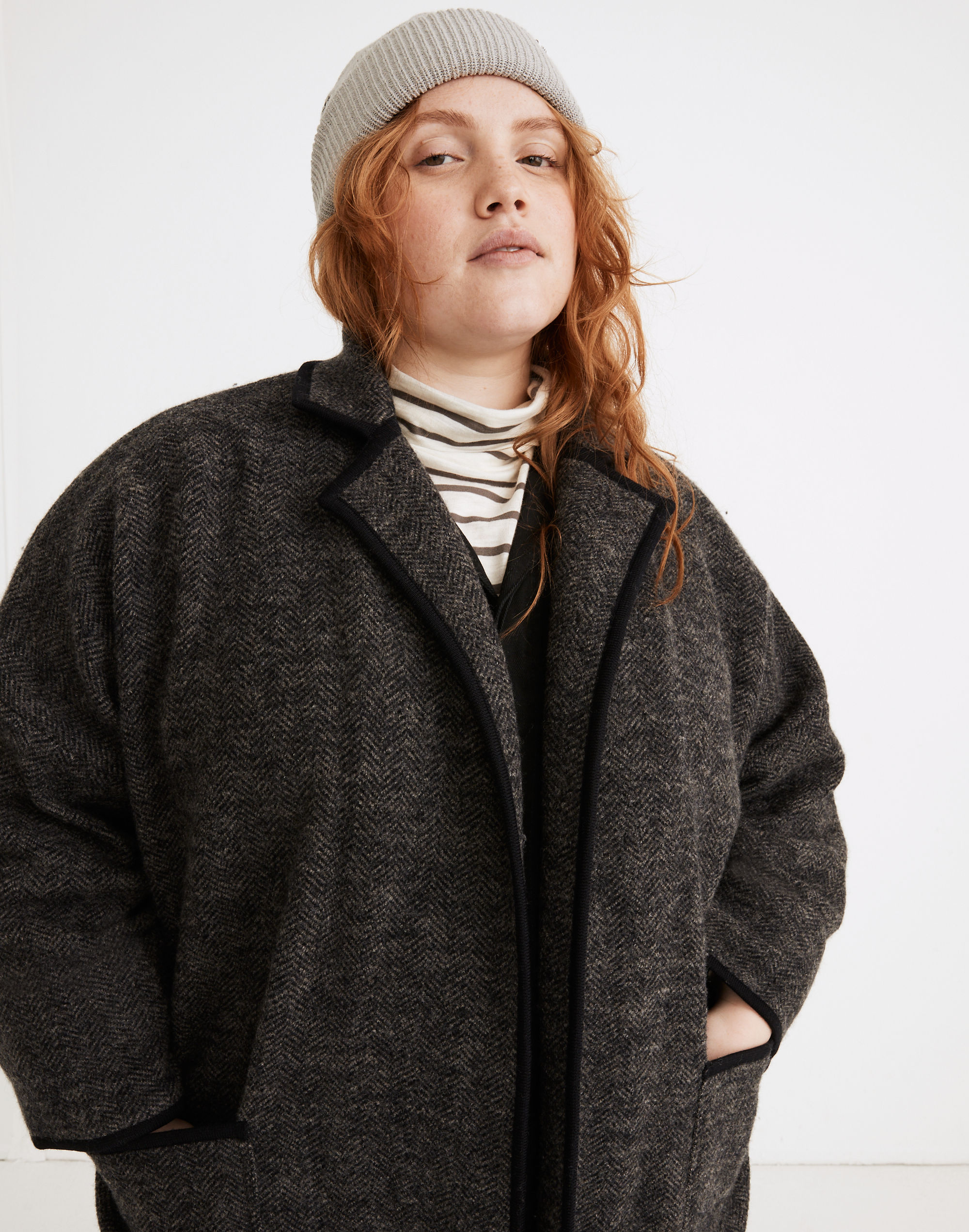 Plus Herringbone Courton Sweater Coat