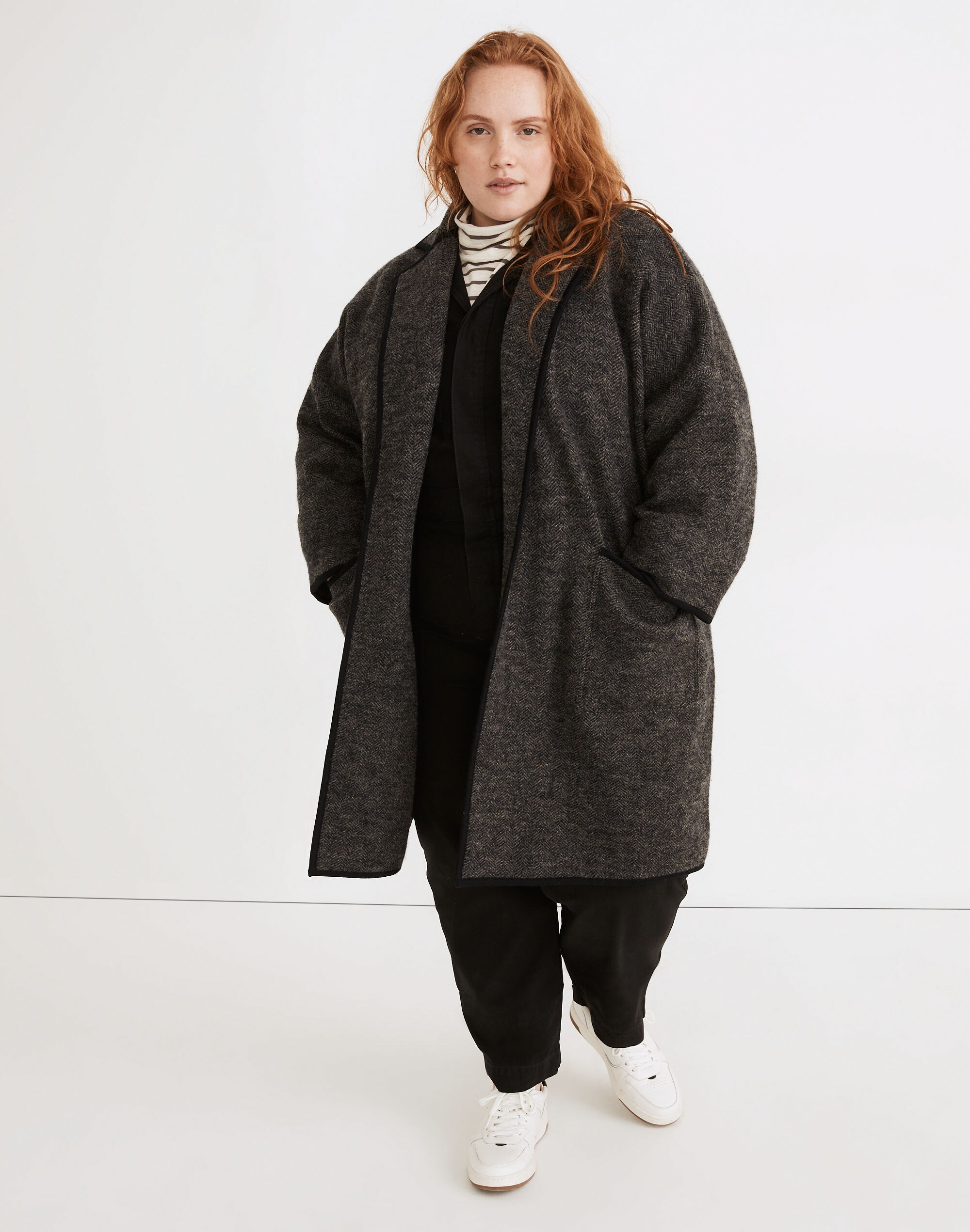 Plus Herringbone Courton Sweater Coat