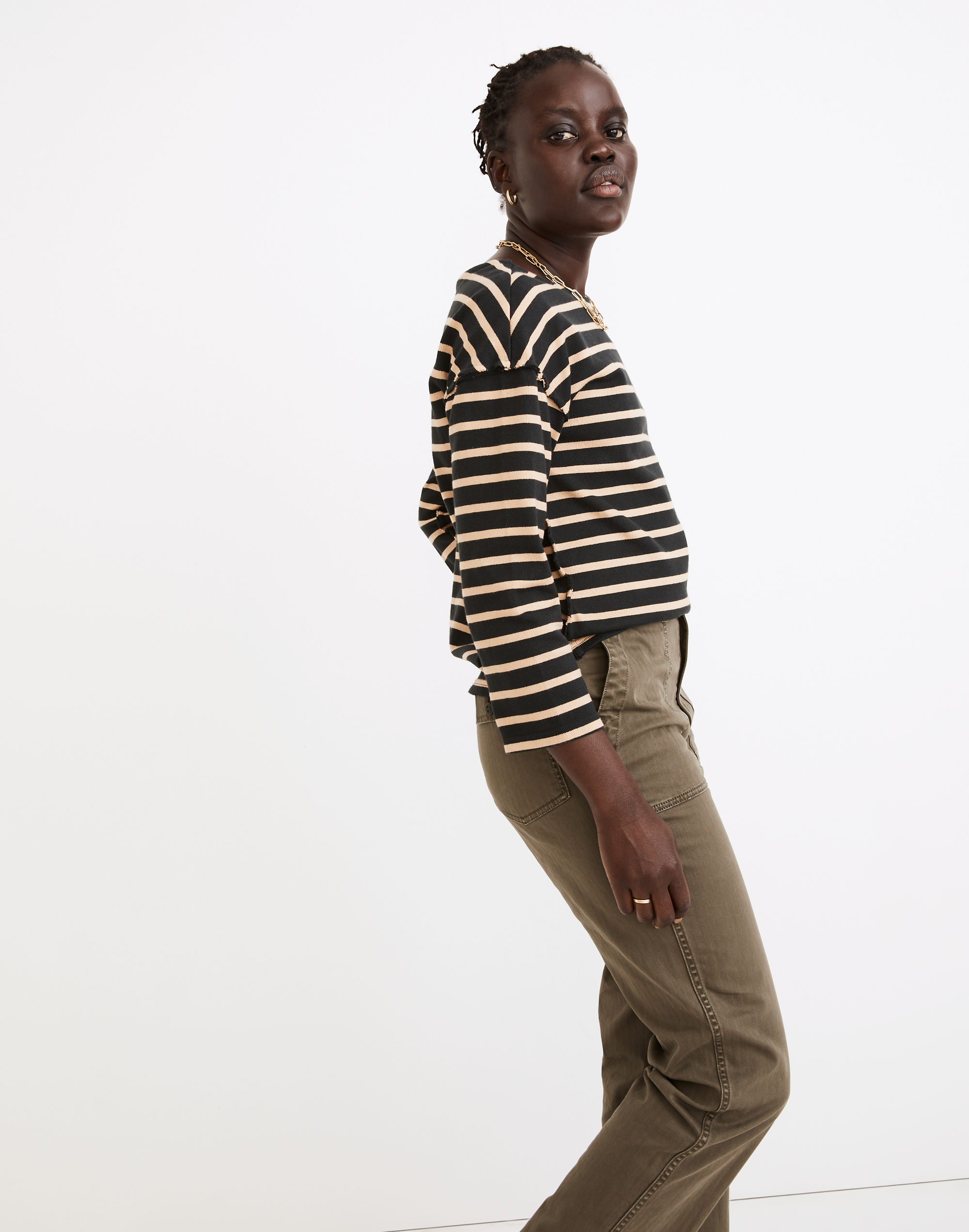 Luxe Long-Sleeve Tee in Casler Stripe