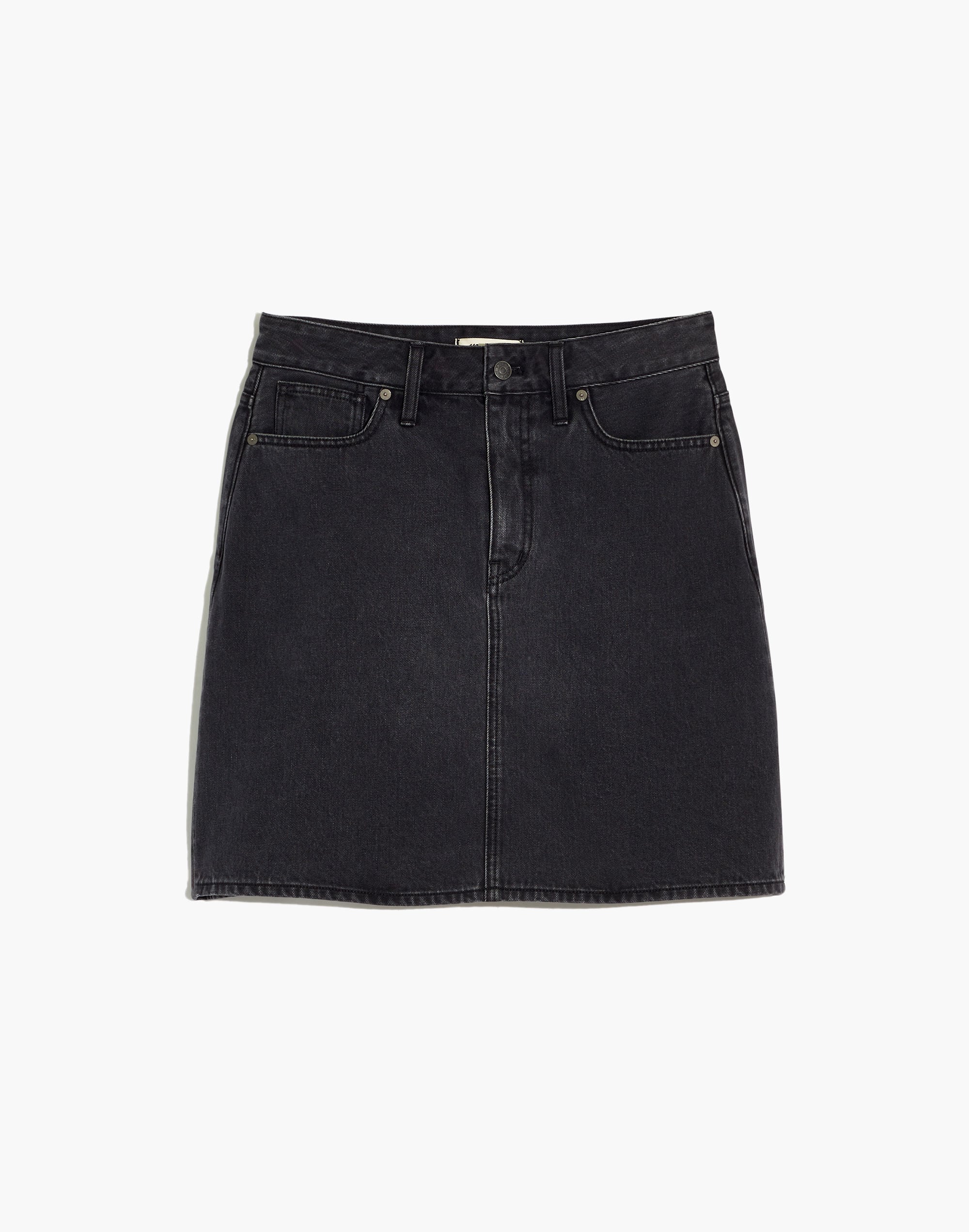 Curvy Rigid Denim High-Waist Straight Mini Skirt in Berridge Wash