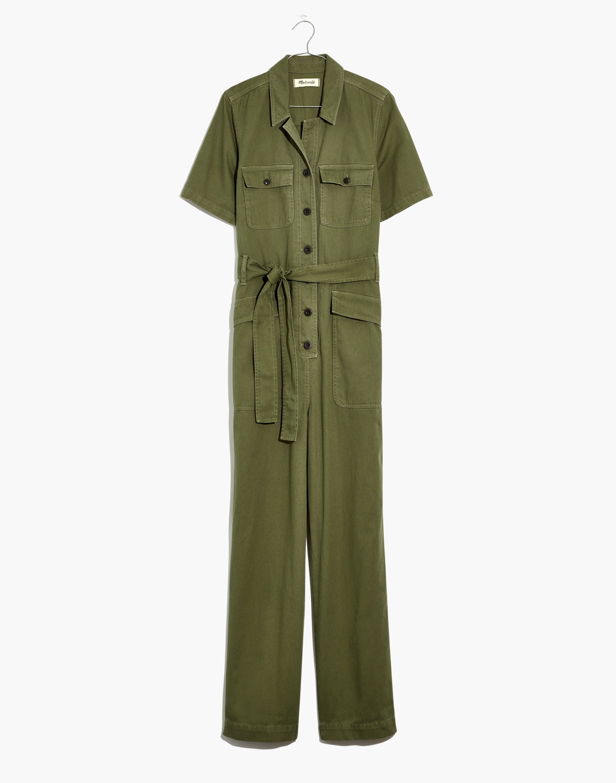 Curvy Tie-Waist Military Jumpsuit
