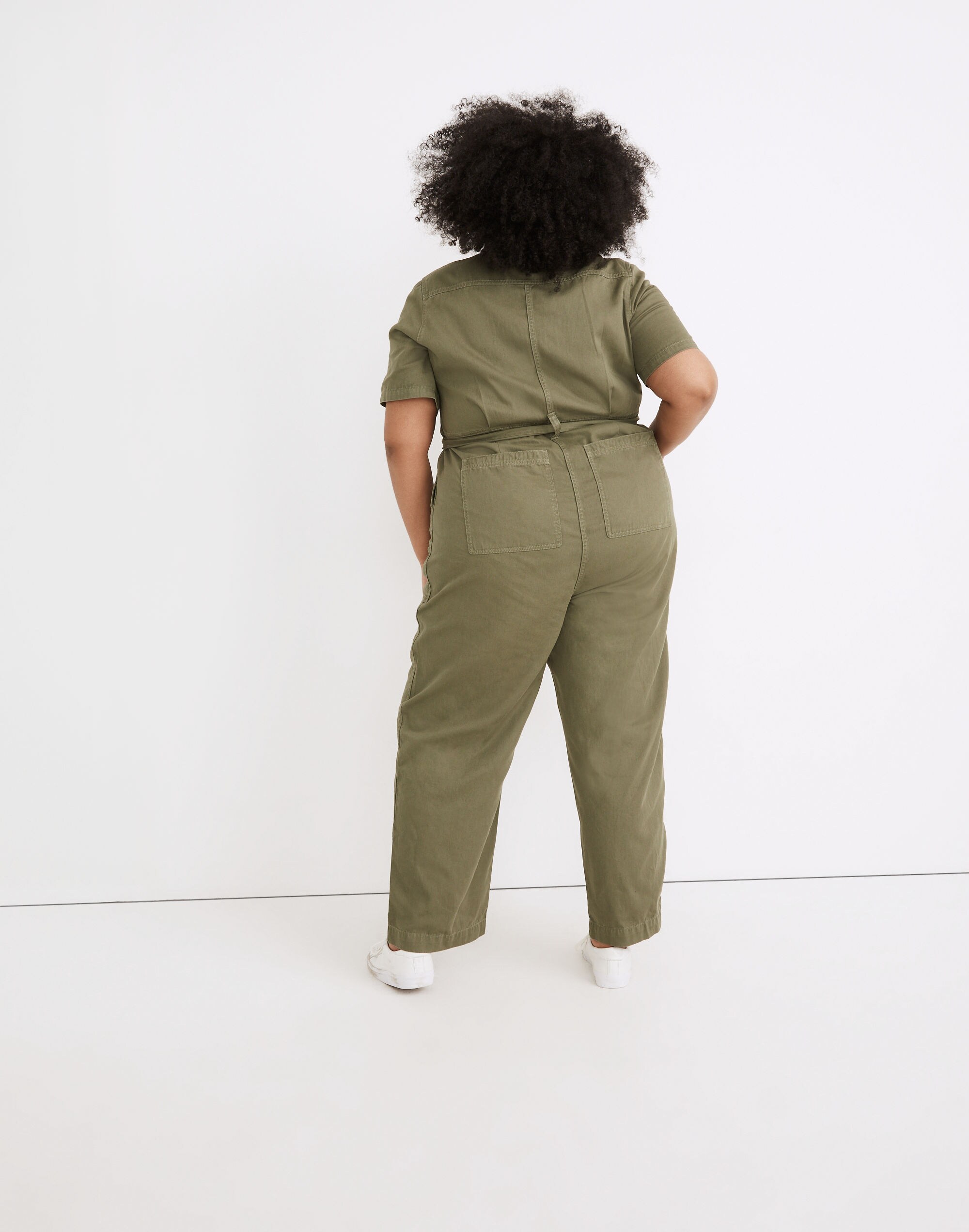 Plus Tie-Waist Military Jumpsuit