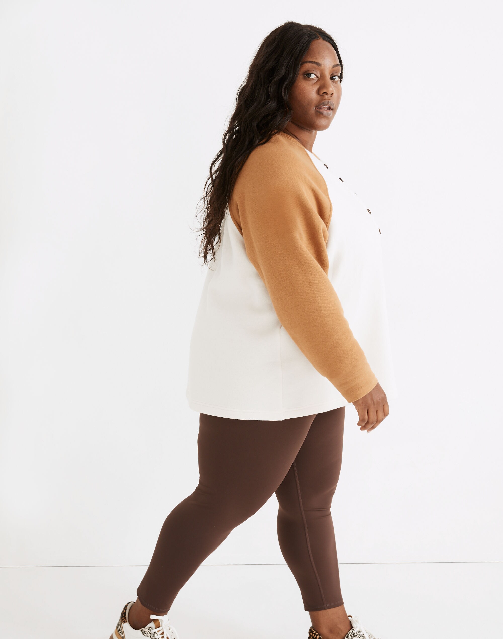 Plus MWL Betterterry Henley Sweatshirt in Colorblock