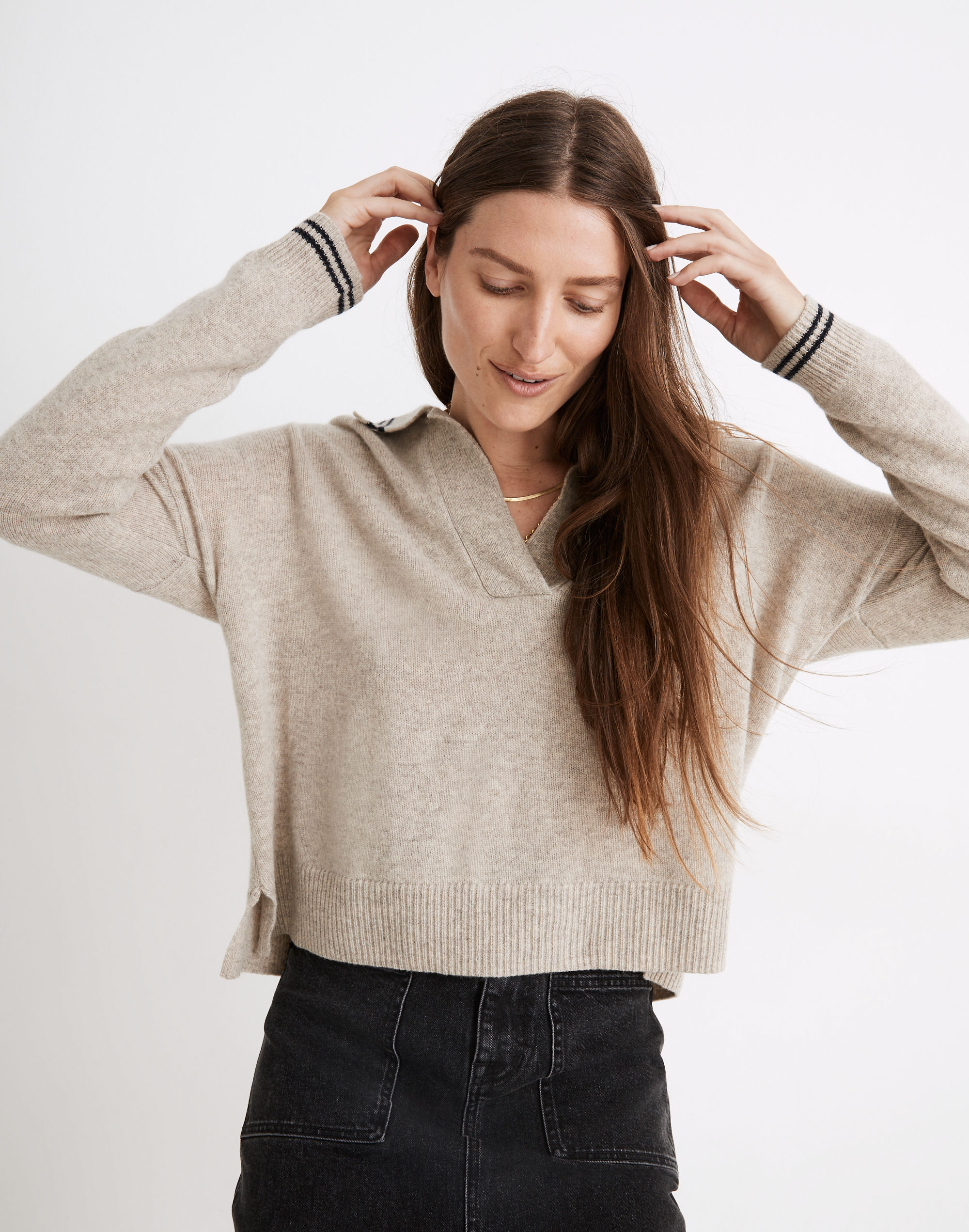 tipped davie polo sweater