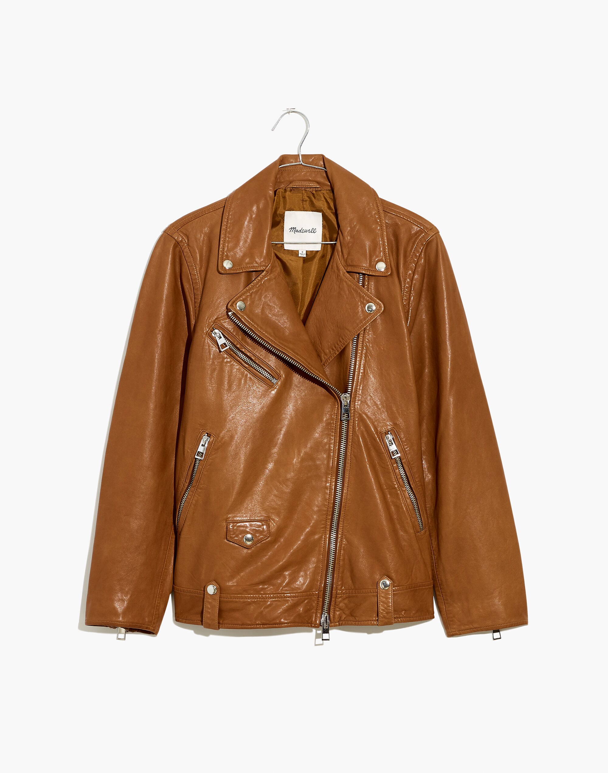 Washed Leather Oversized Motorcycle Jacket