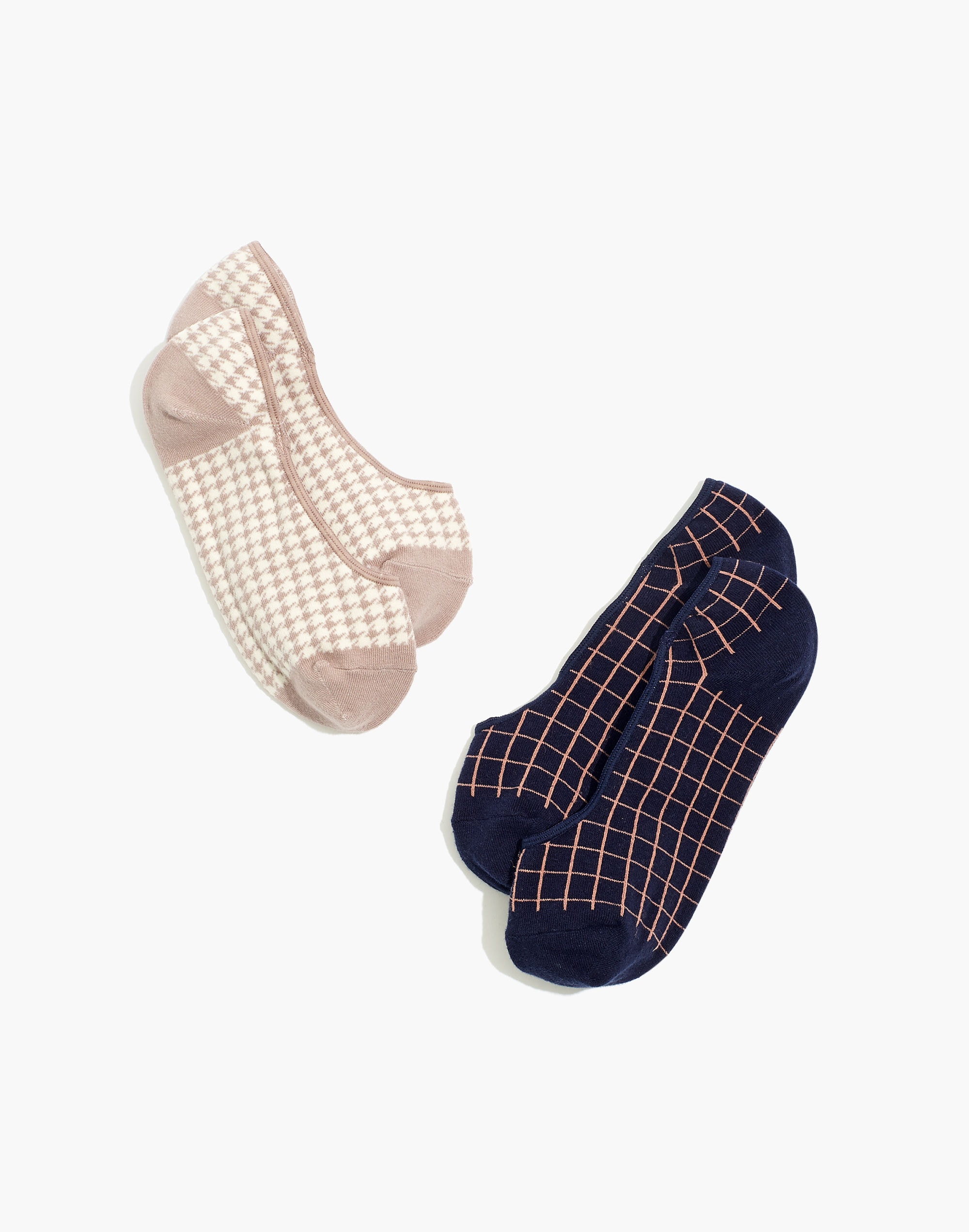 two-pack houndstooth windowpane low-profile socks