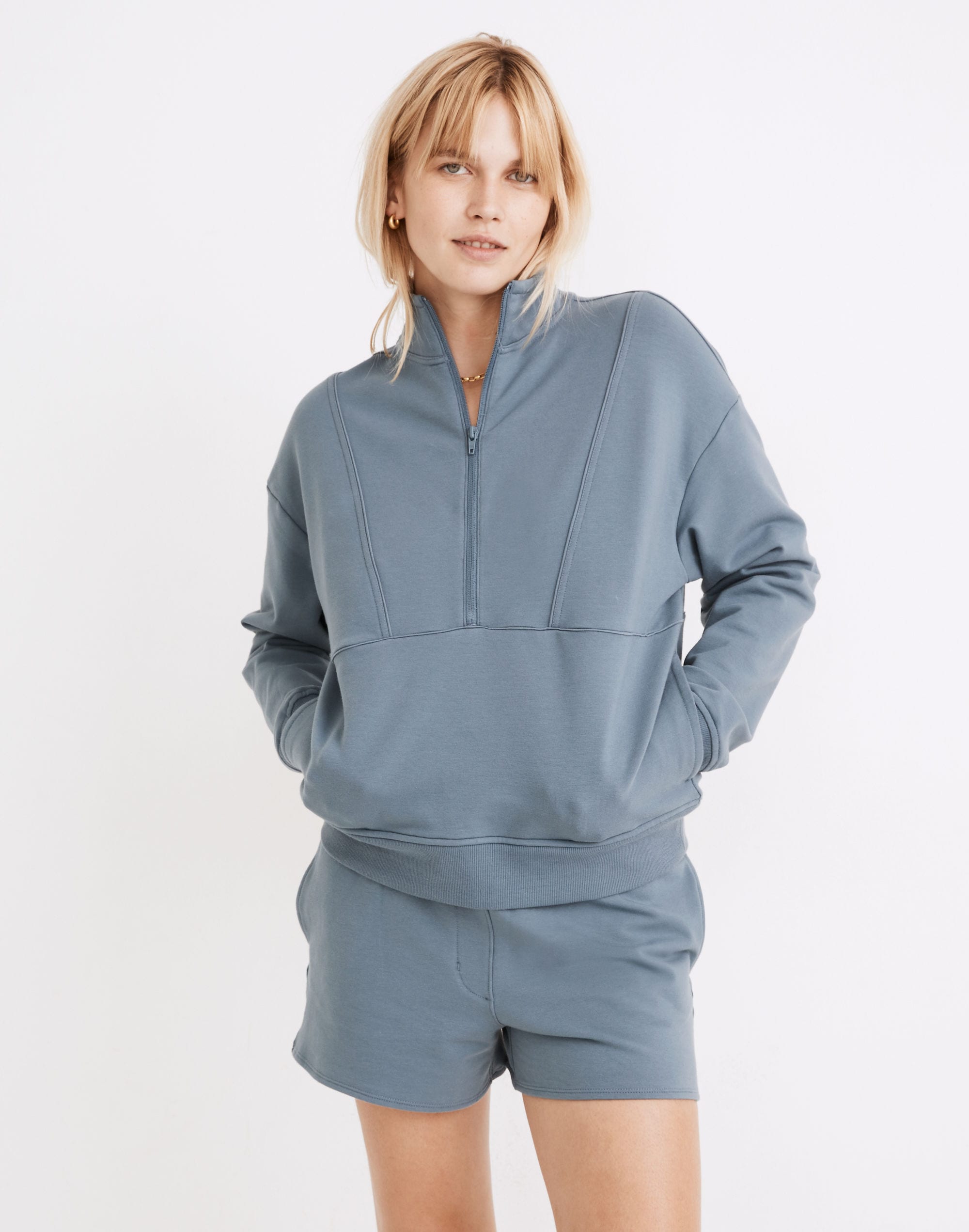 richer poorer terry quarter-zip mockneck sweatshirt