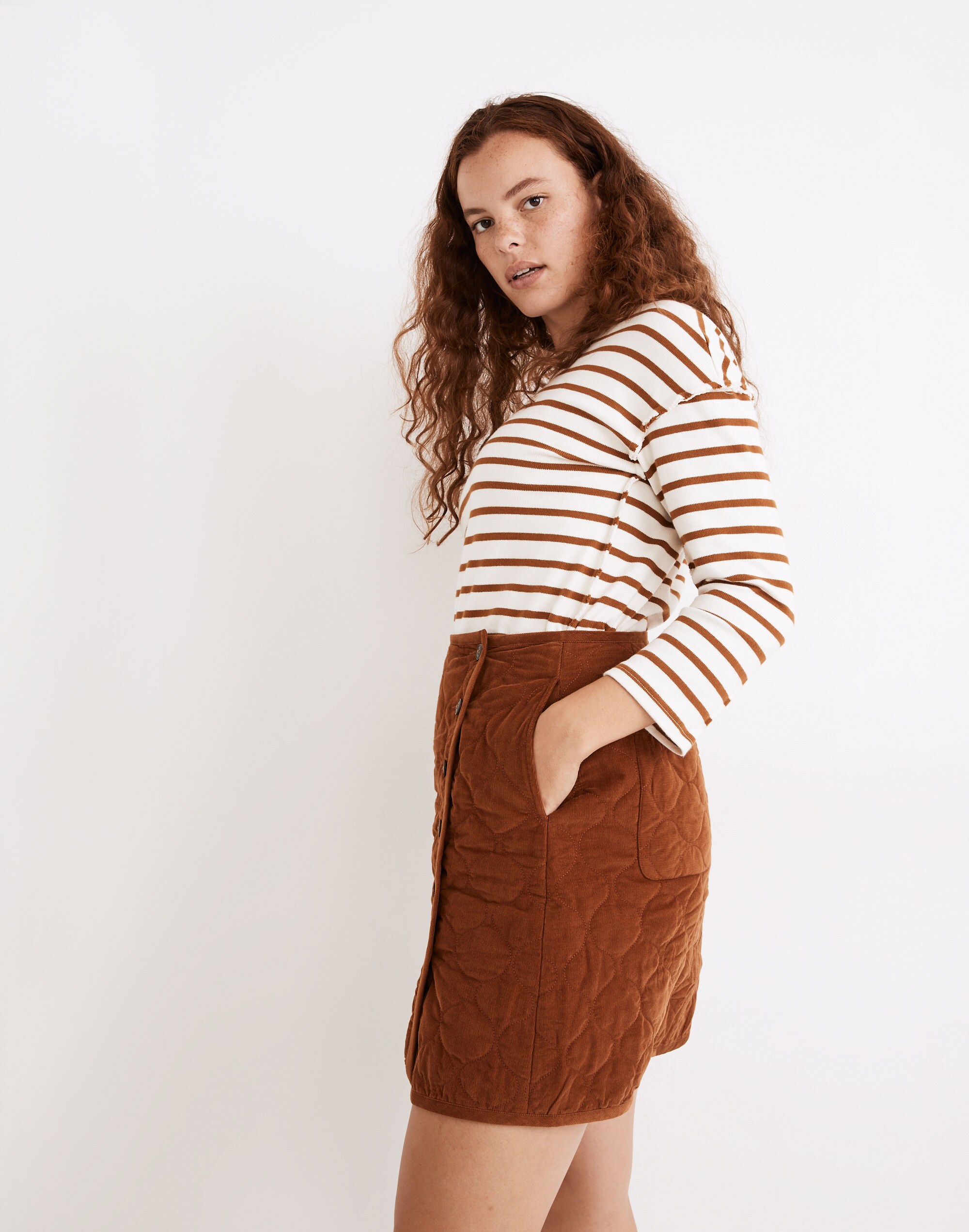 Curvy Corduroy Quilted Mini Skirt