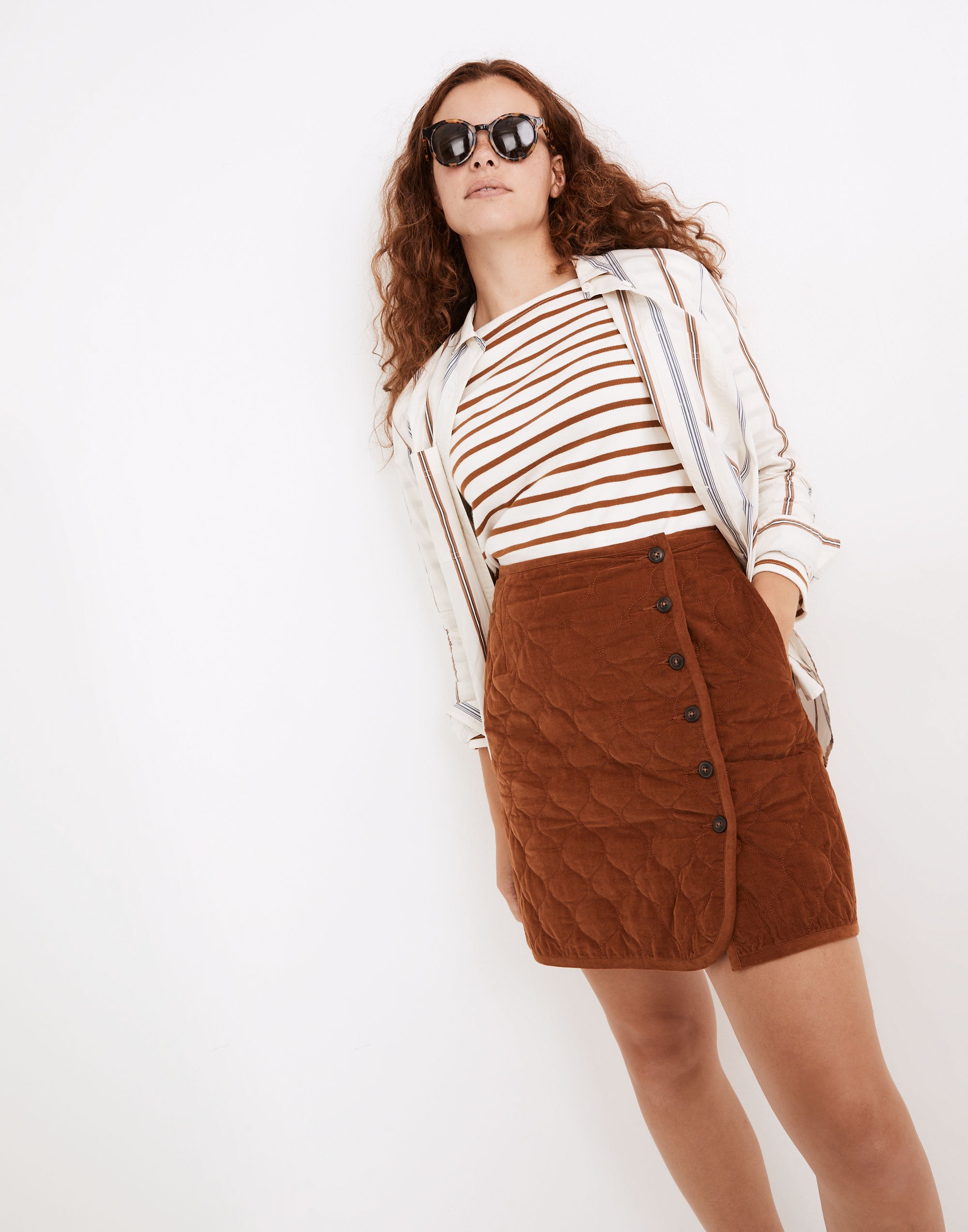 curvy corduroy quilted mini skirt