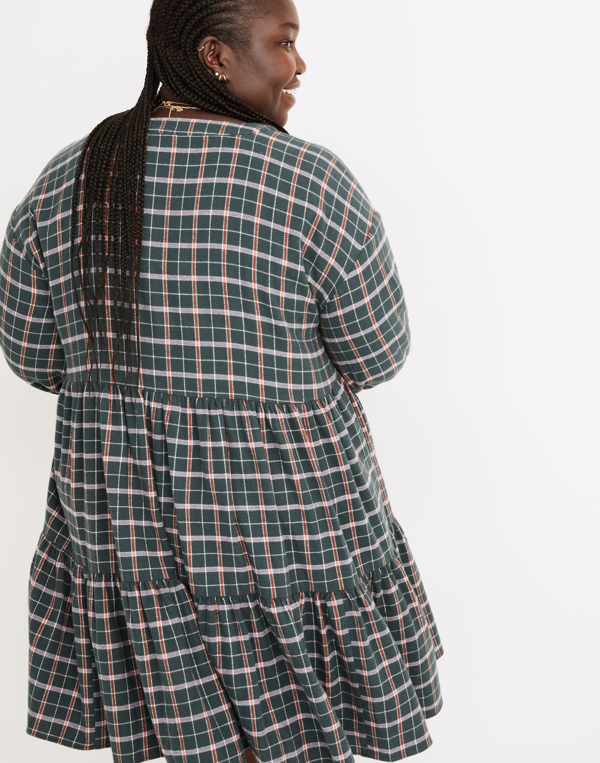 Plus Flannel Colette Mini Dress in Plaid