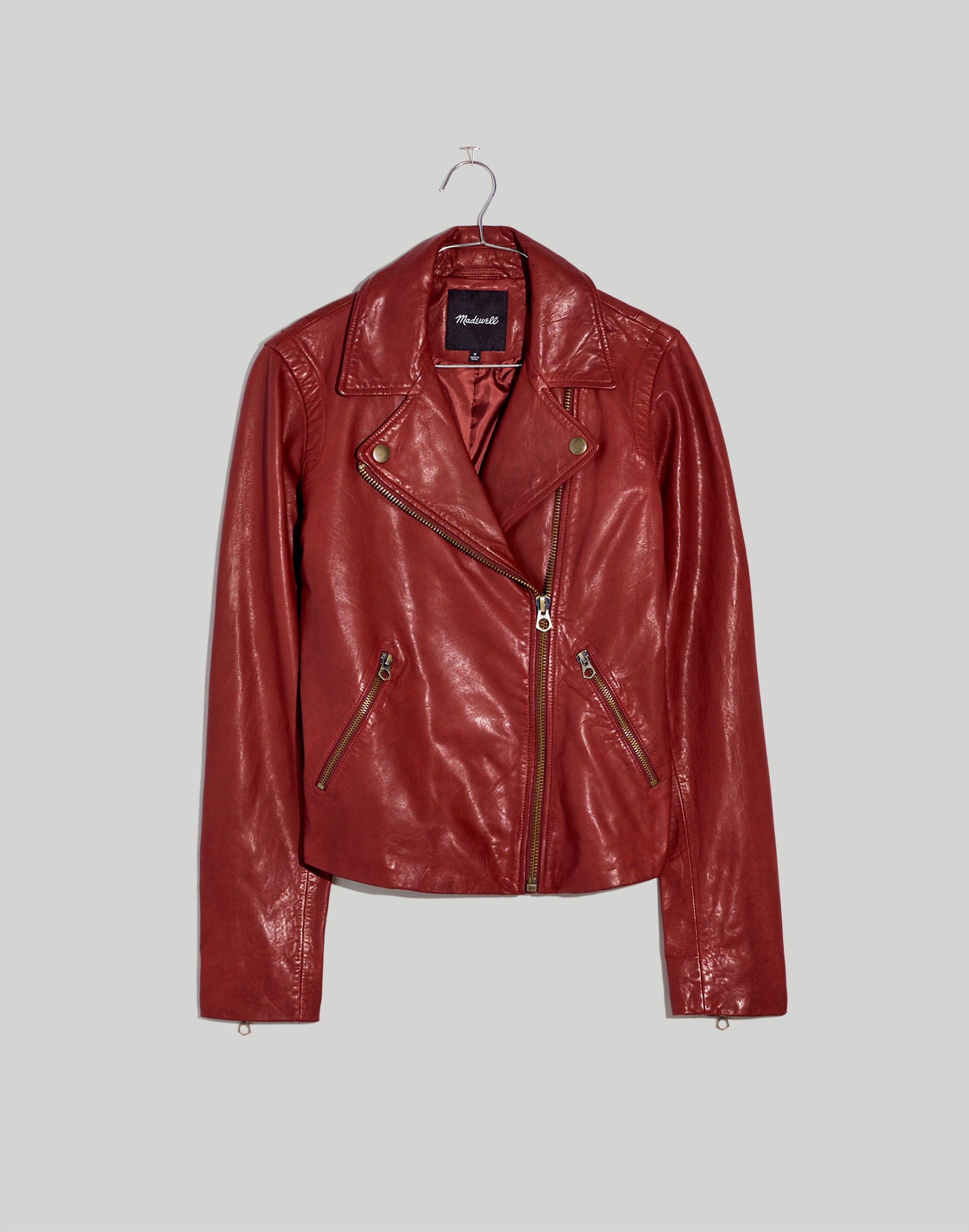 Washed Leather Motorcycle Jacket: Brass Hardware Edition