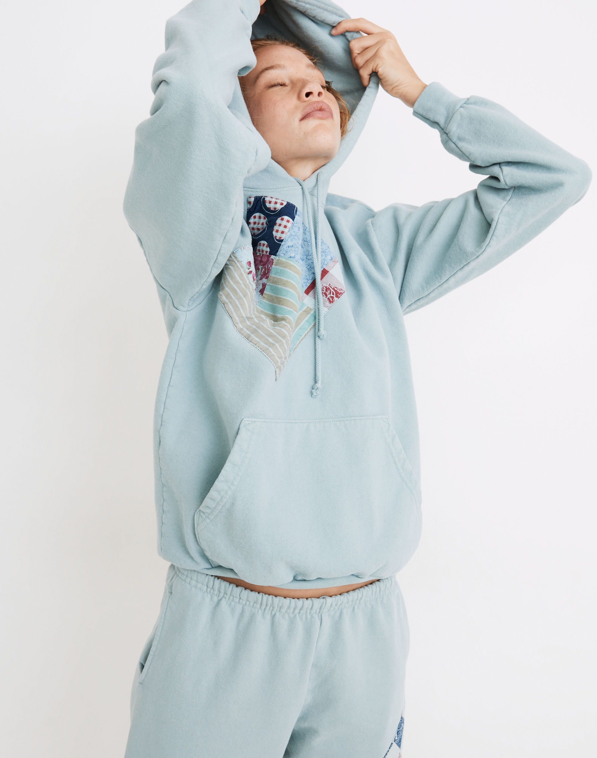 Carleen Overdyed Patchwork Hoodie Sweatshirt