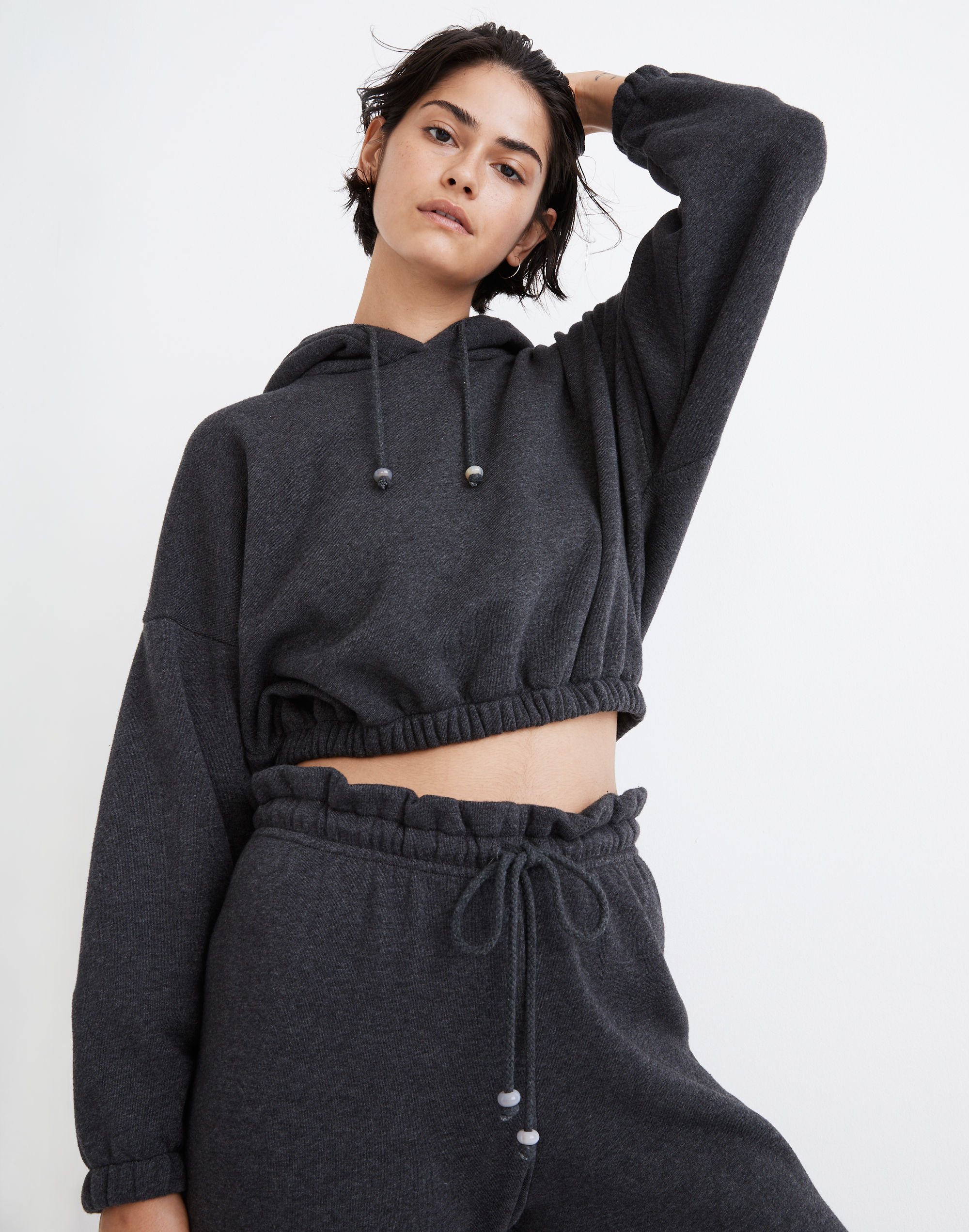 Donni Vintage Fleece Cropped Hoodie Sweatshirt