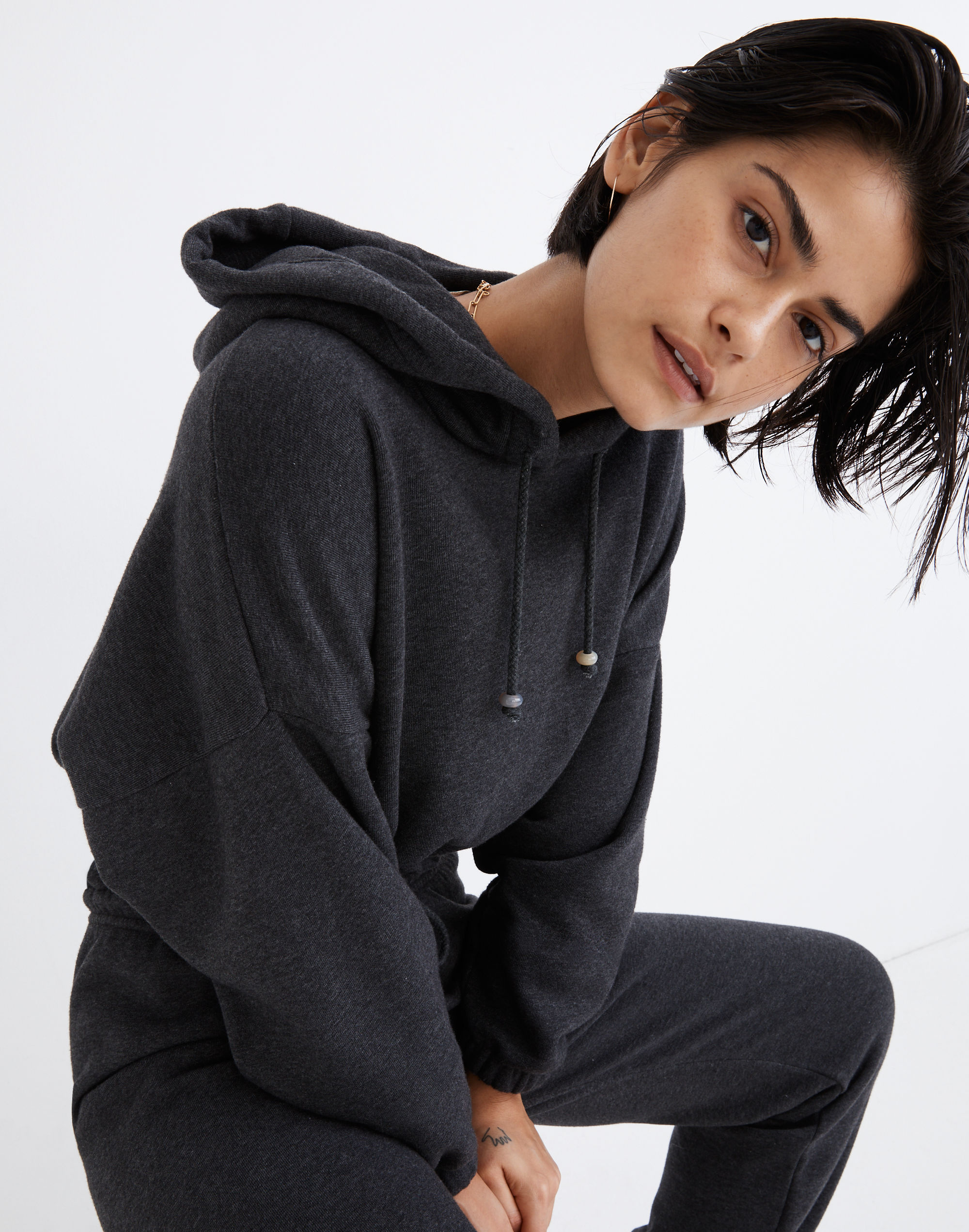 Donni Vintage Fleece Cropped Hoodie Sweatshirt