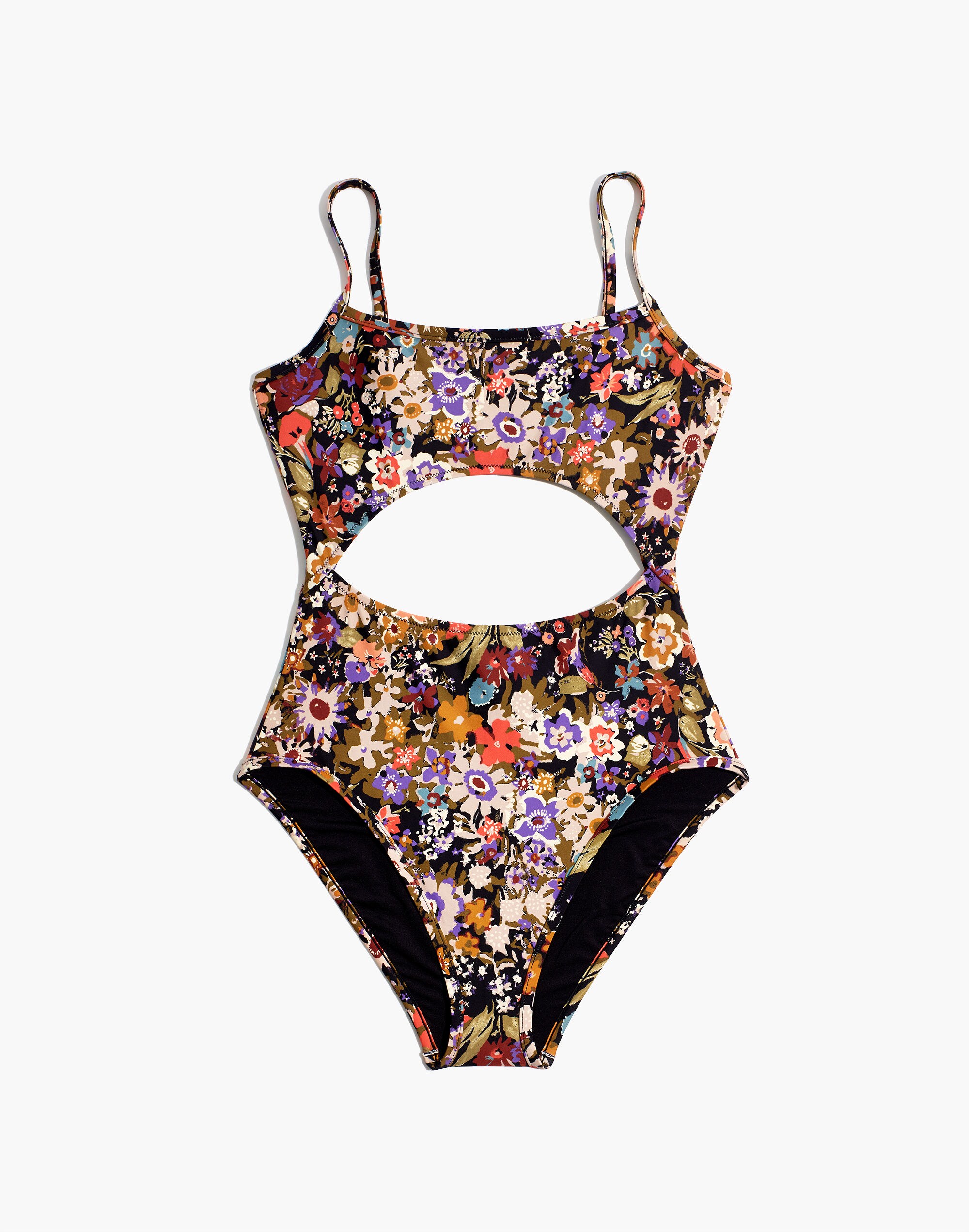 Madewell Second Wave Cutout One-Piece Swimsuit in Wildgarden