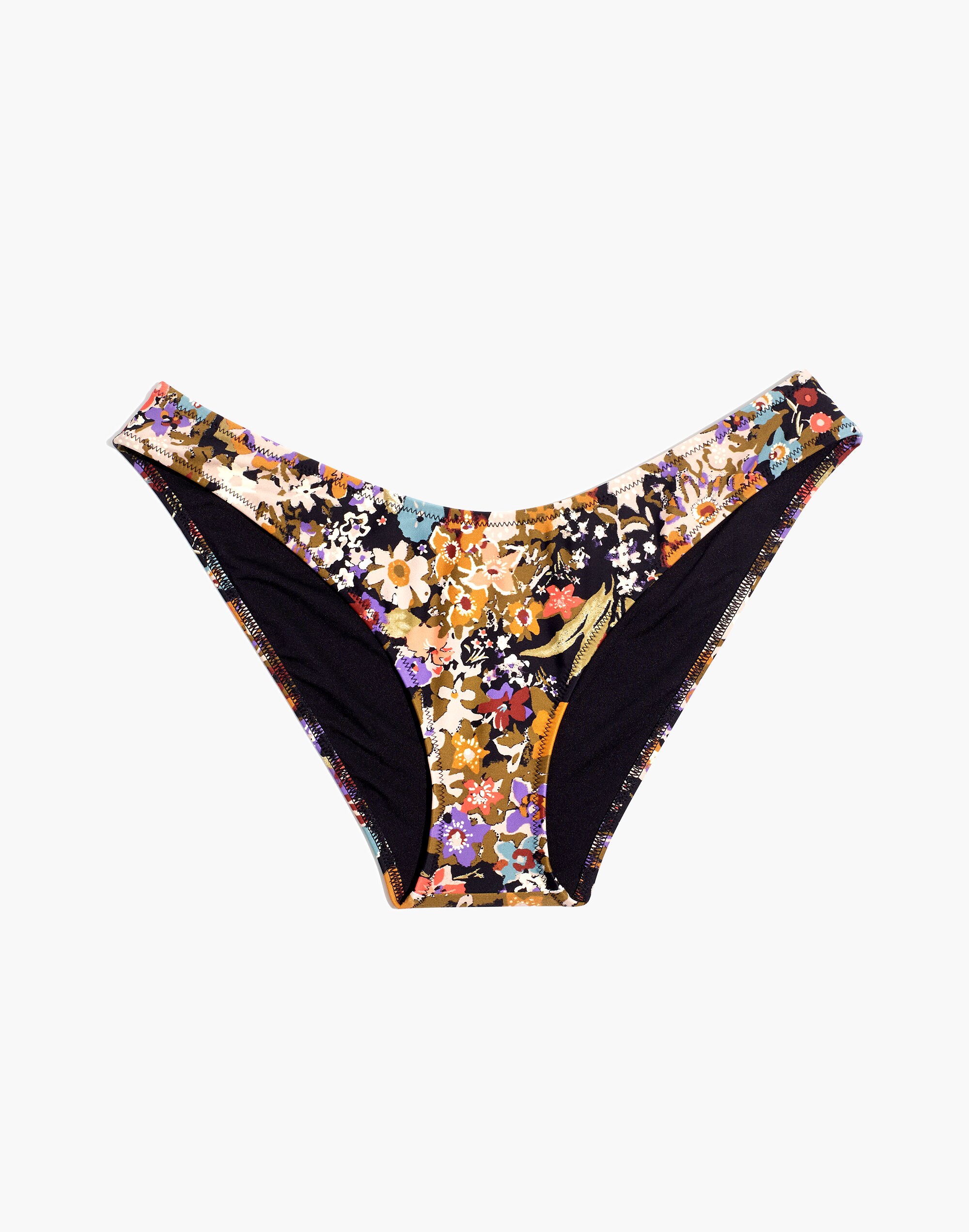 Madewell Second Wave Curved-Waist Bikini Bottom in Wildgarden