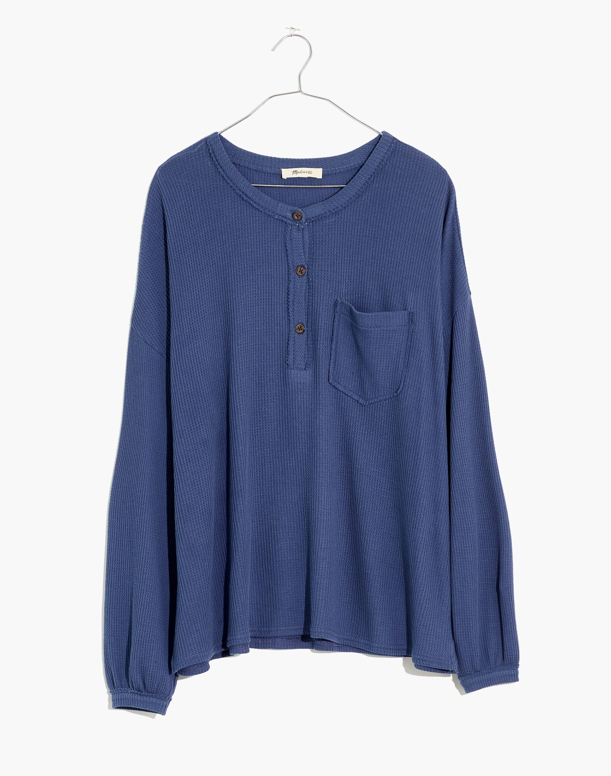 Waffle Knit Henley Pajama Top