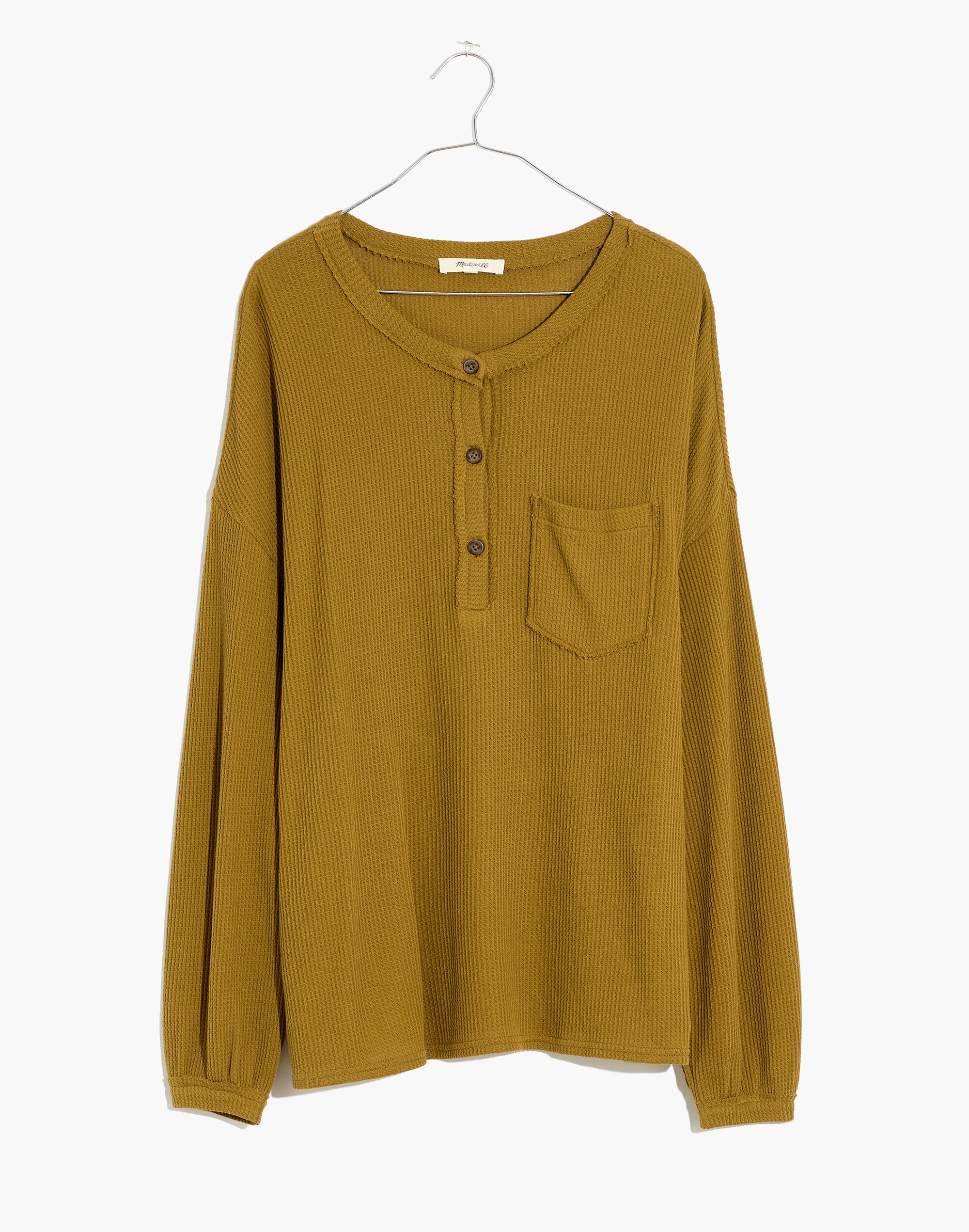 Waffle Knit Henley Pajama Top