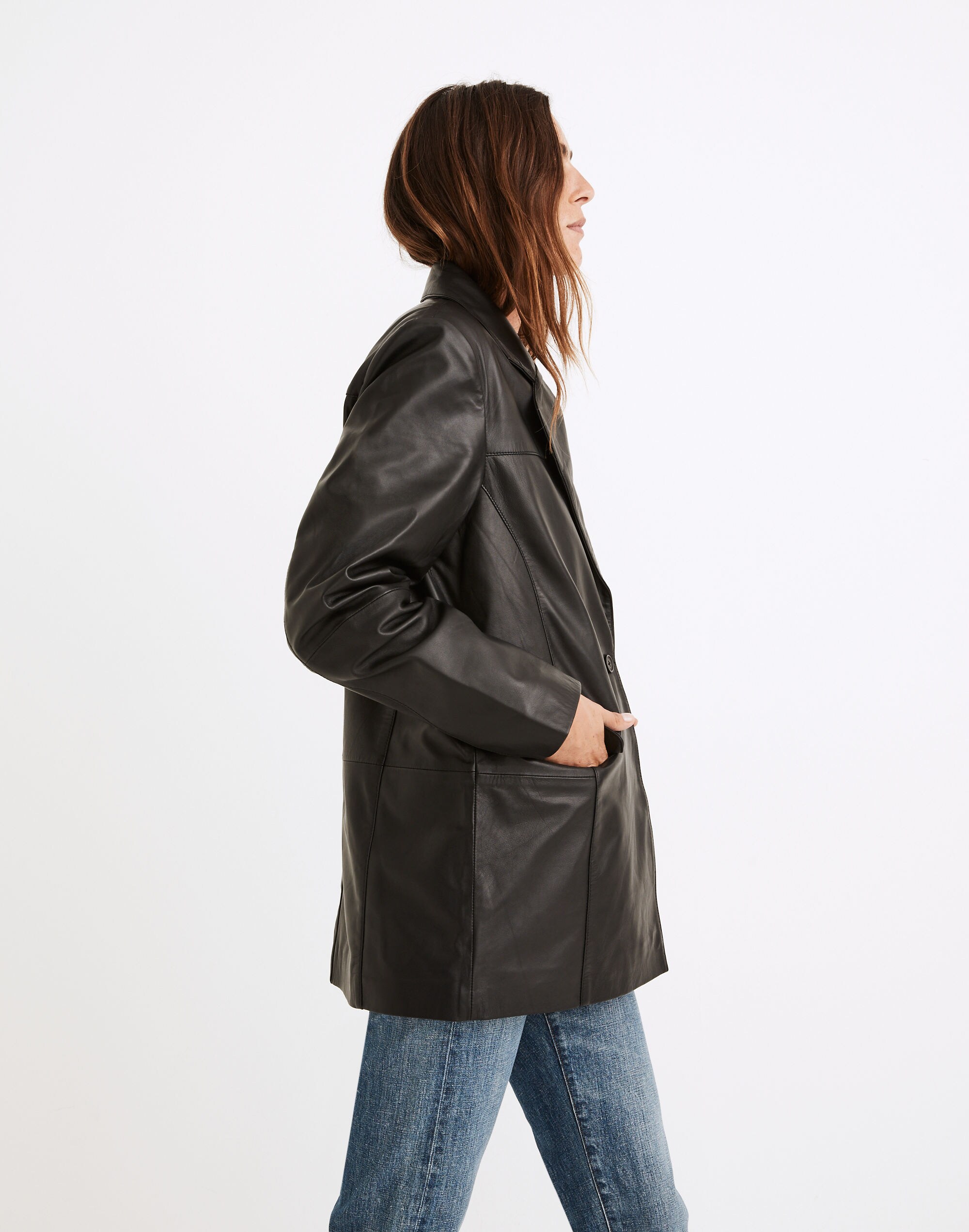 Deadwood Recycled Leather Brooke Oversized Blazer
