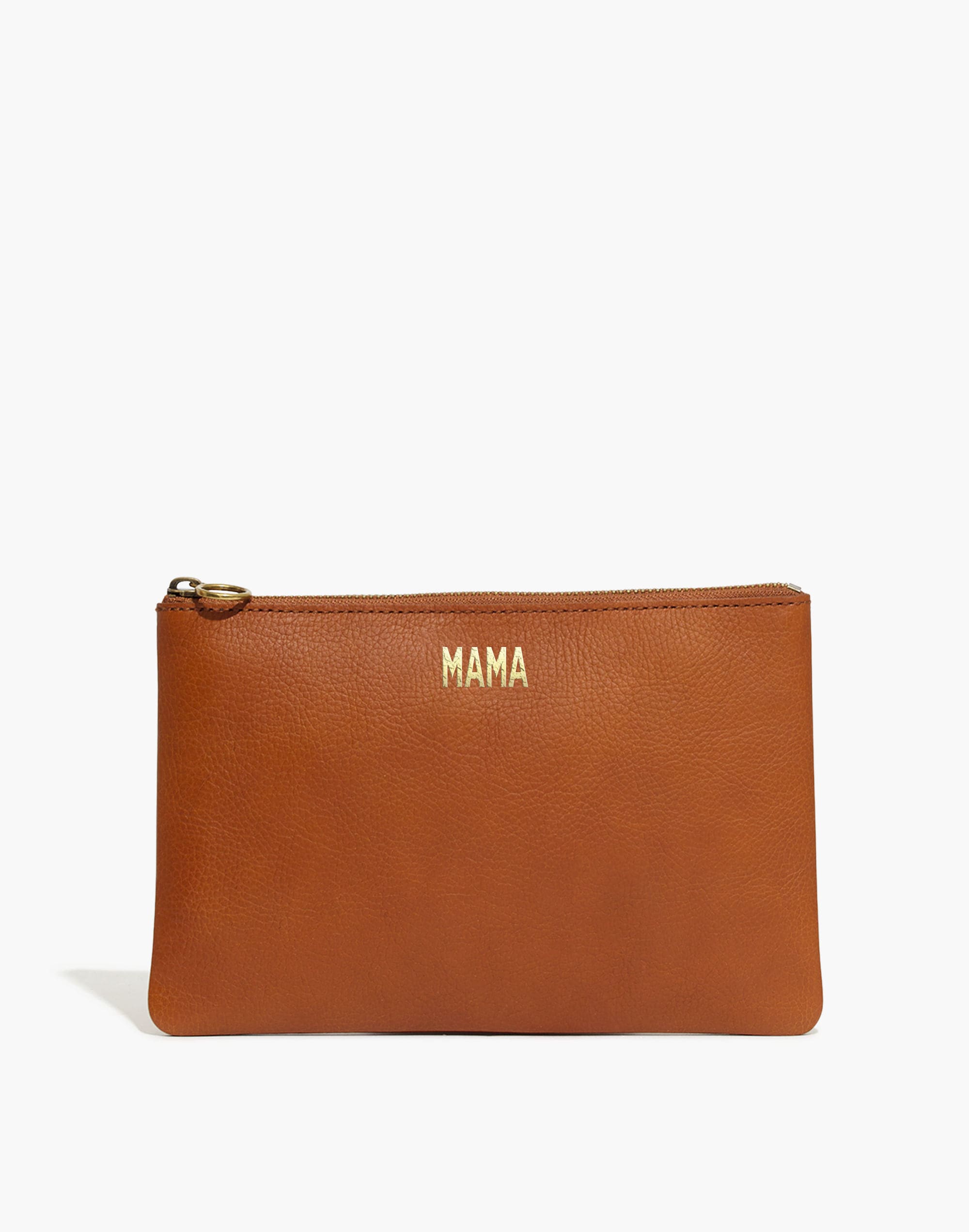 the leather pouch clutch: mama monogrammed edition