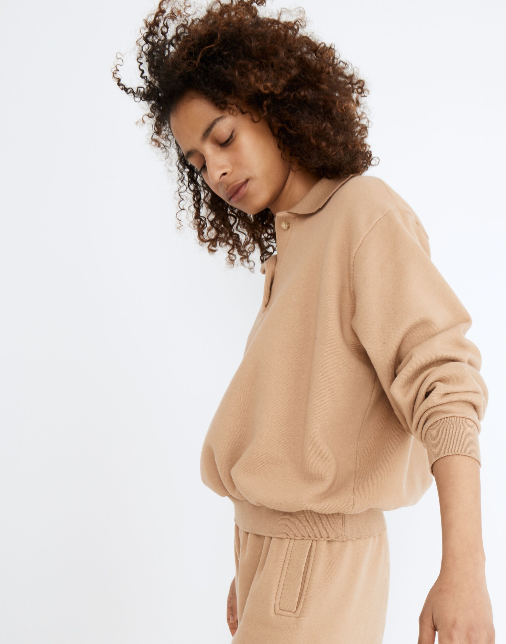 Donni Vintage Fleece Polo Sweatshirt